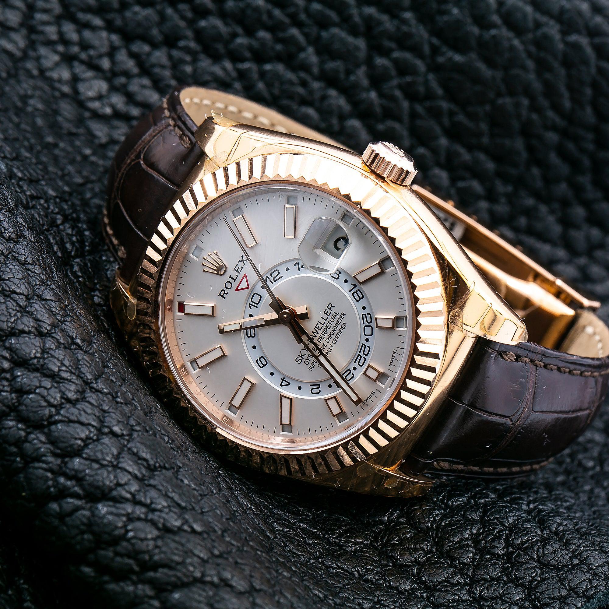 Rolex Sky-Dweller 326135 42MM Silver Dial With Leather Bracelet