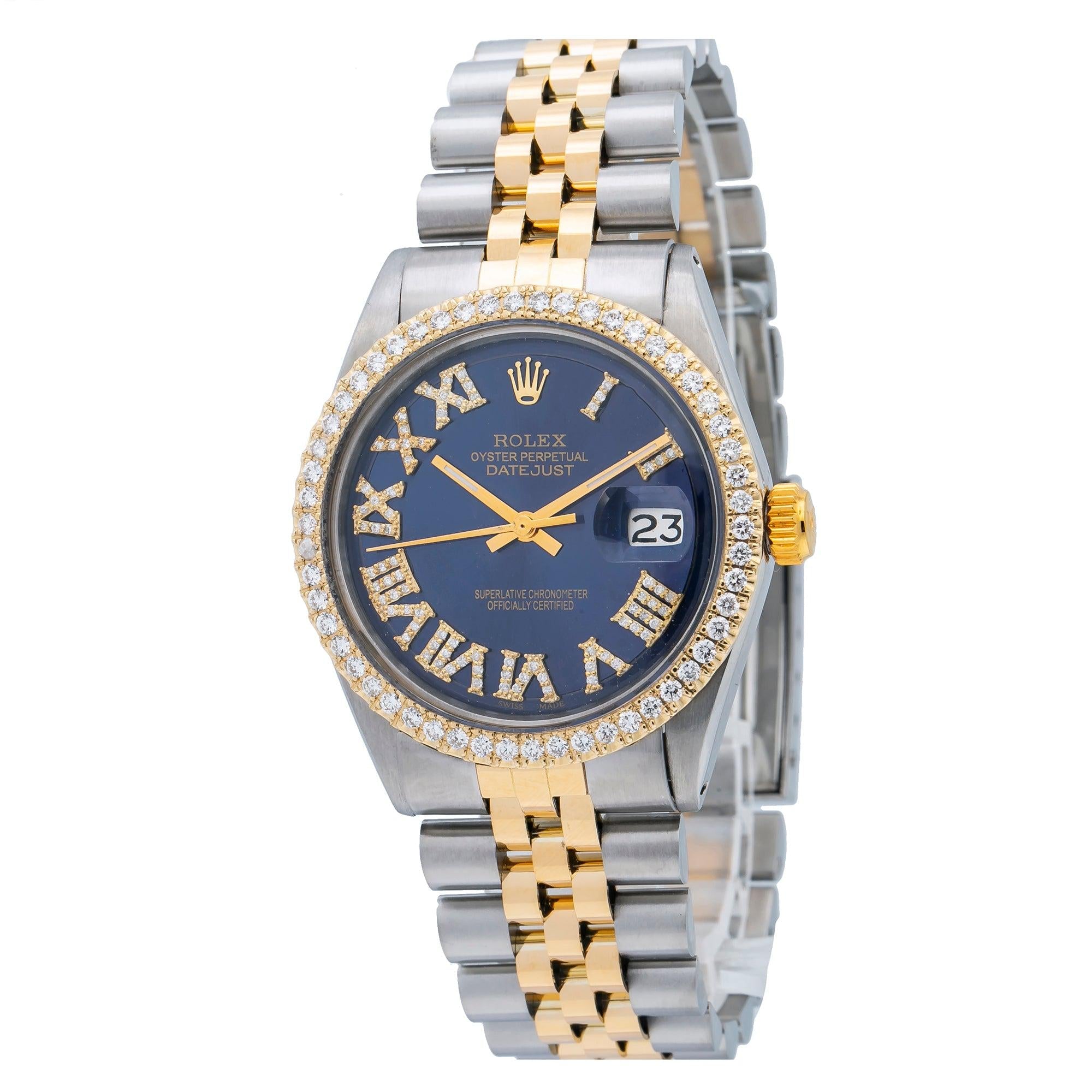 Rolex Datejust 1601 36MM Blue Diamond Dial With Two Tone Bracelet