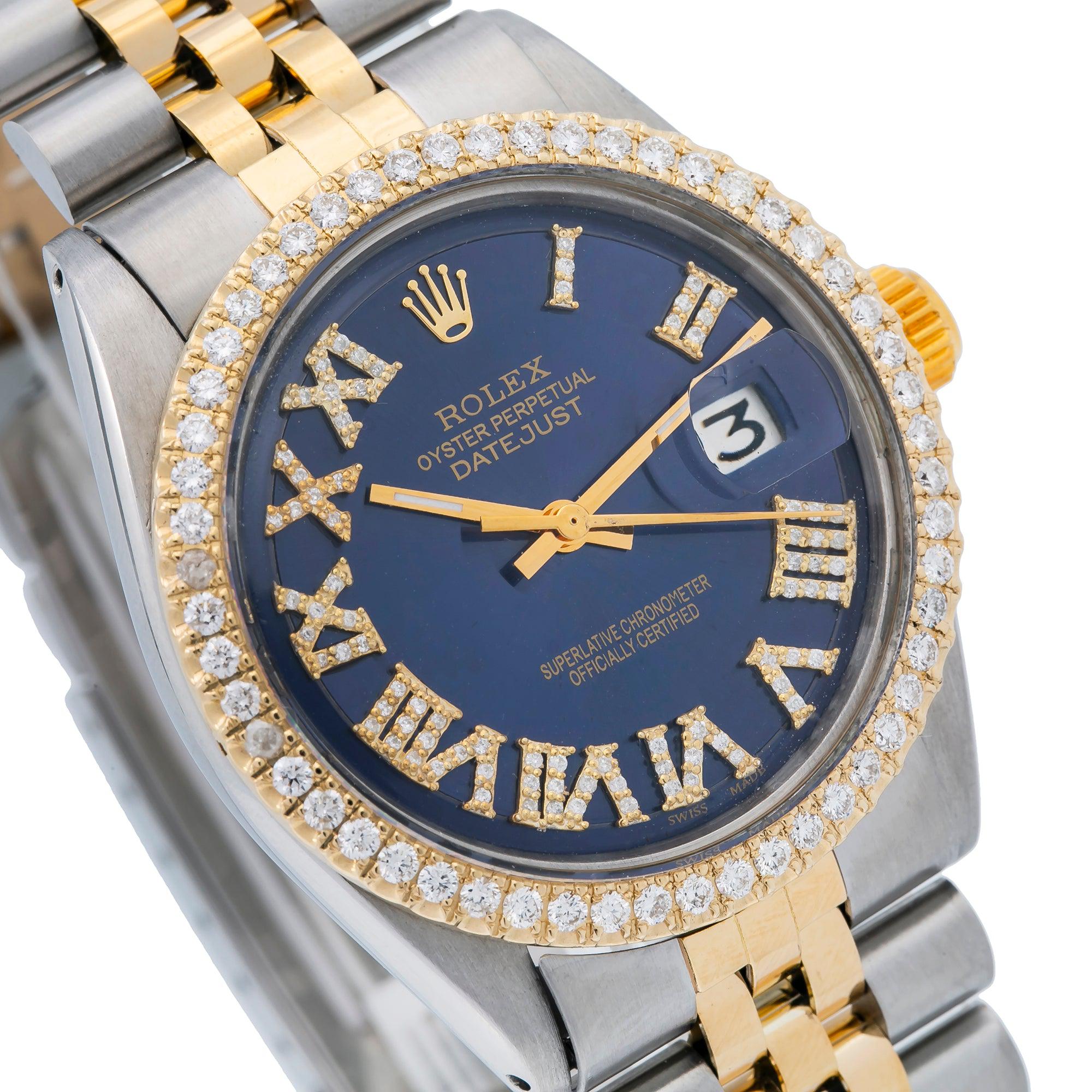 Rolex Datejust 1601 36MM Blue Diamond Dial With Two Tone Bracelet
