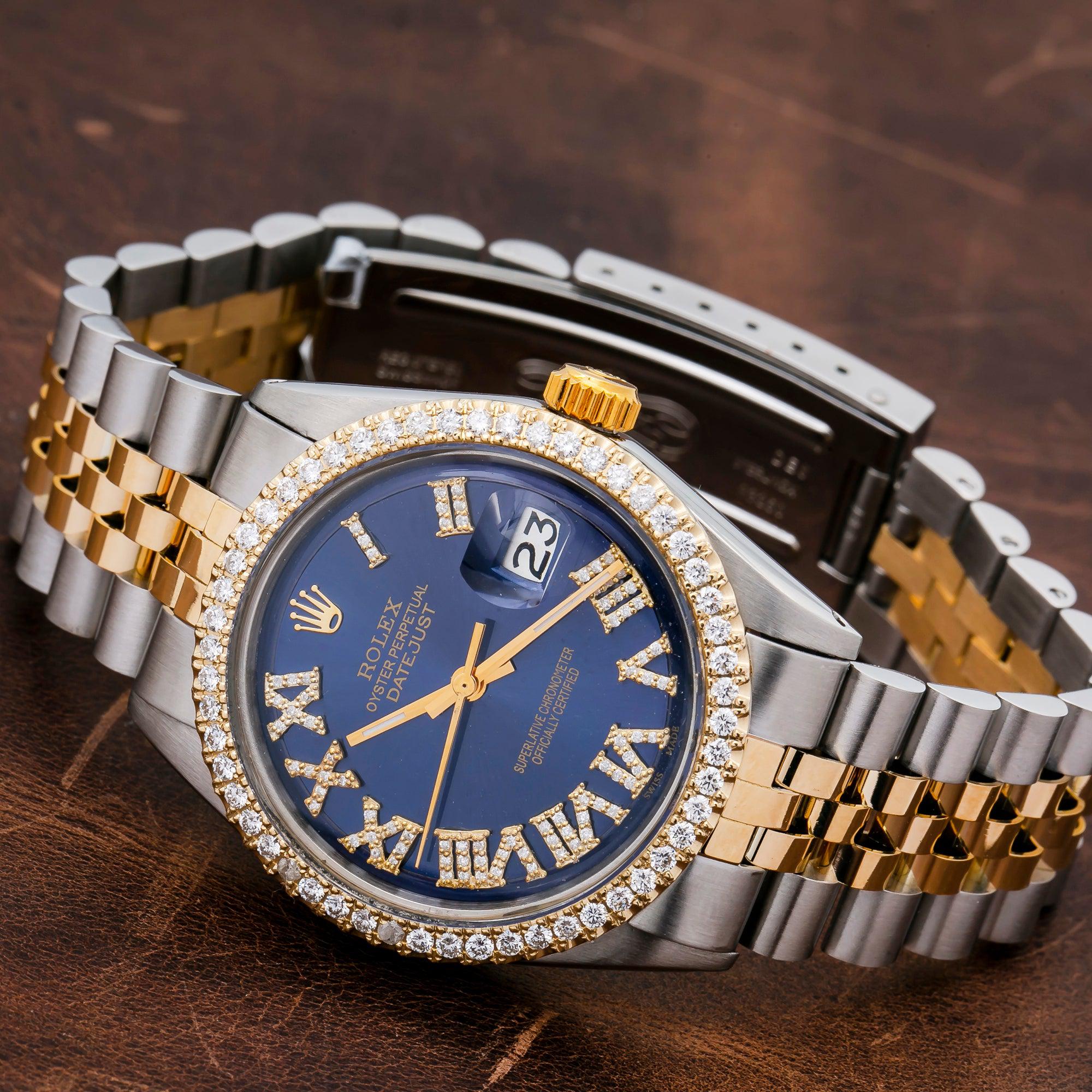 Rolex Datejust 1601 36MM Blue Diamond Dial With Two Tone Bracelet