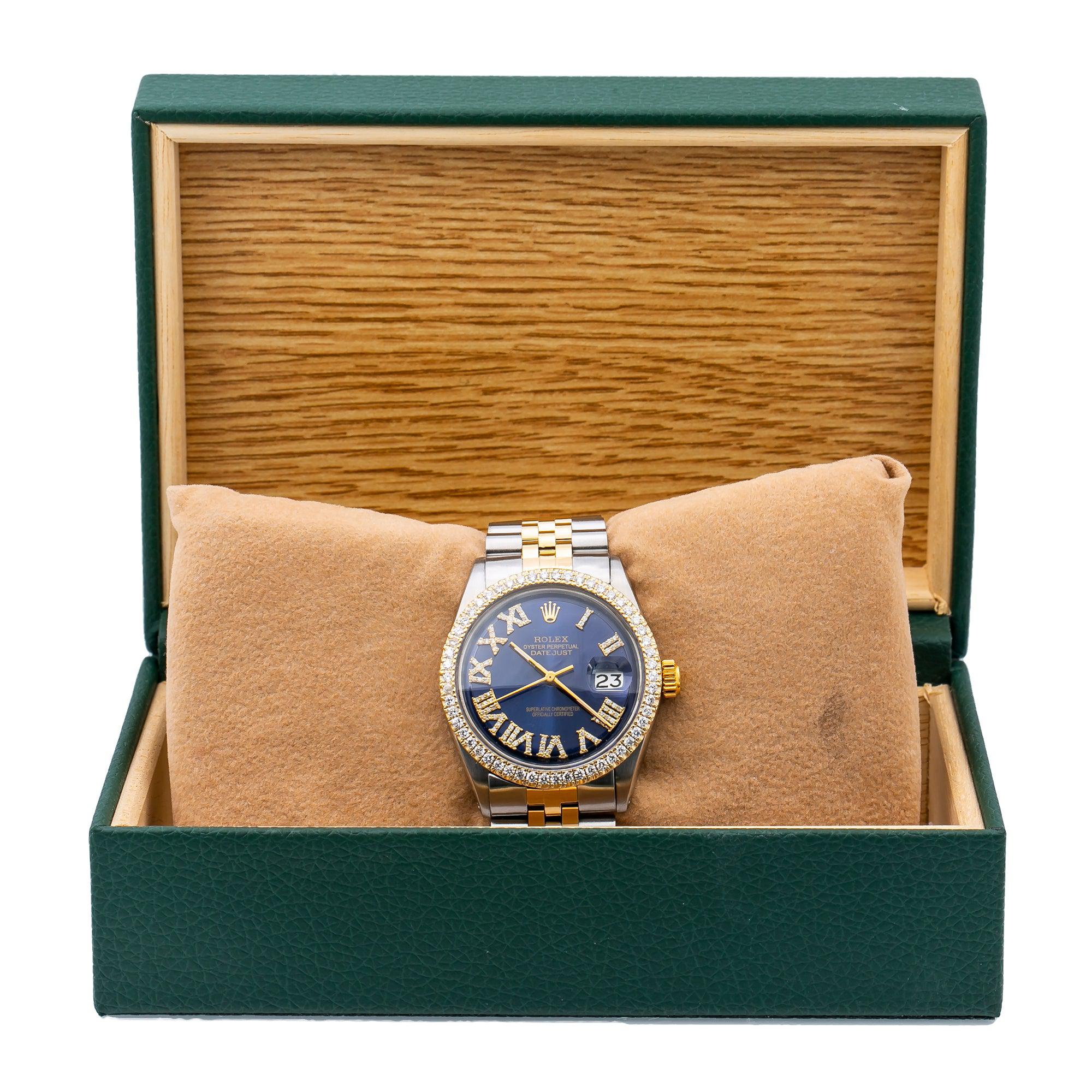 Rolex Datejust 1601 36MM Blue Diamond Dial With Two Tone Bracelet