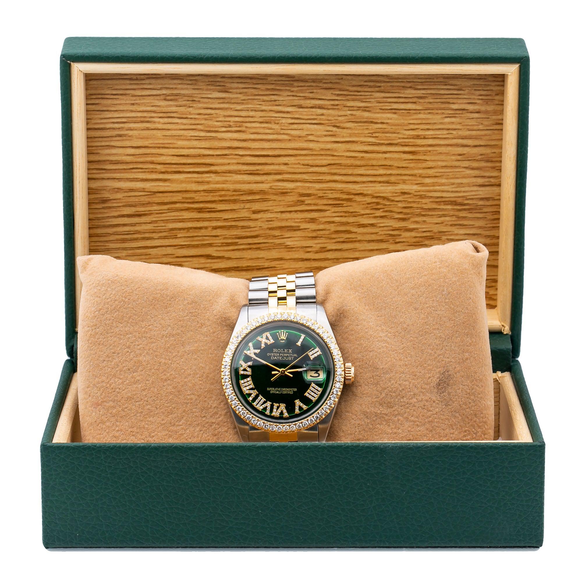 Rolex Datejust 1601 36MM Green Diamond Dial With Two Tone Bracelet