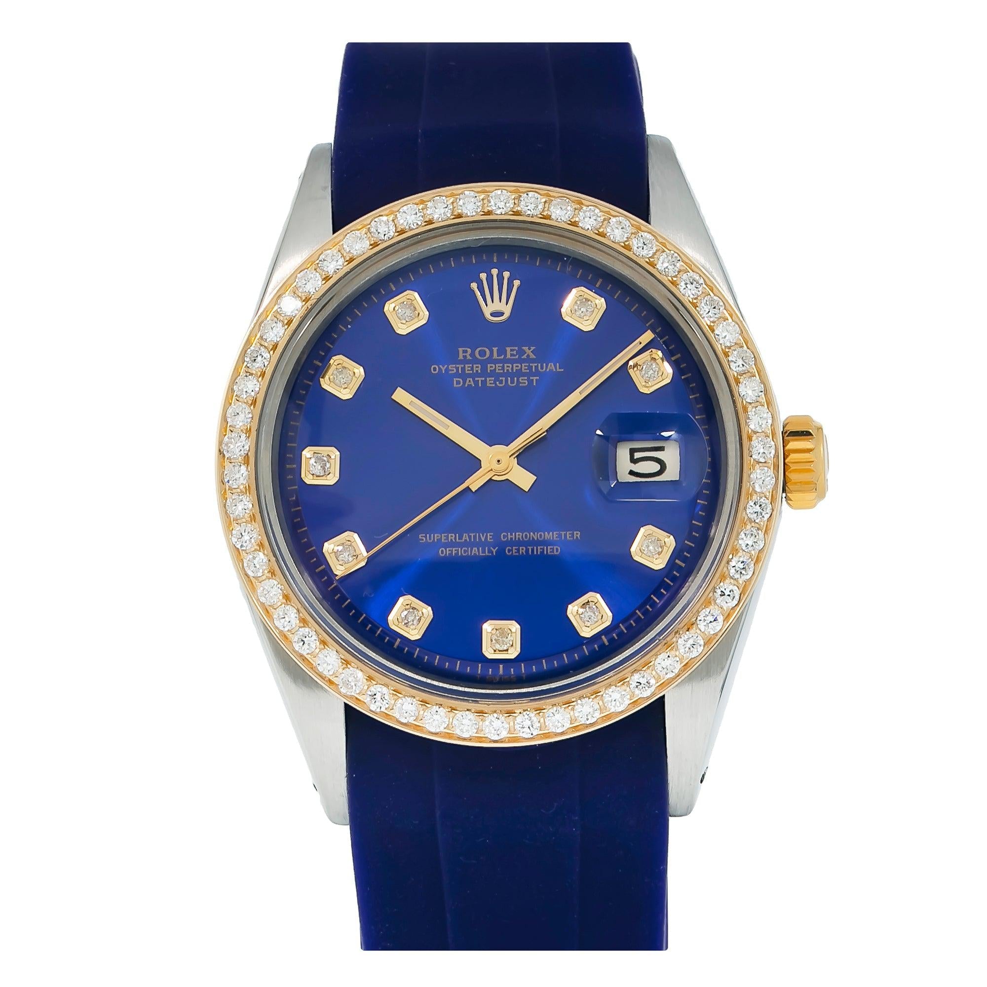 Rolex Datejust 1601 36MM Blue Diamond Dial With Diamond Bezel