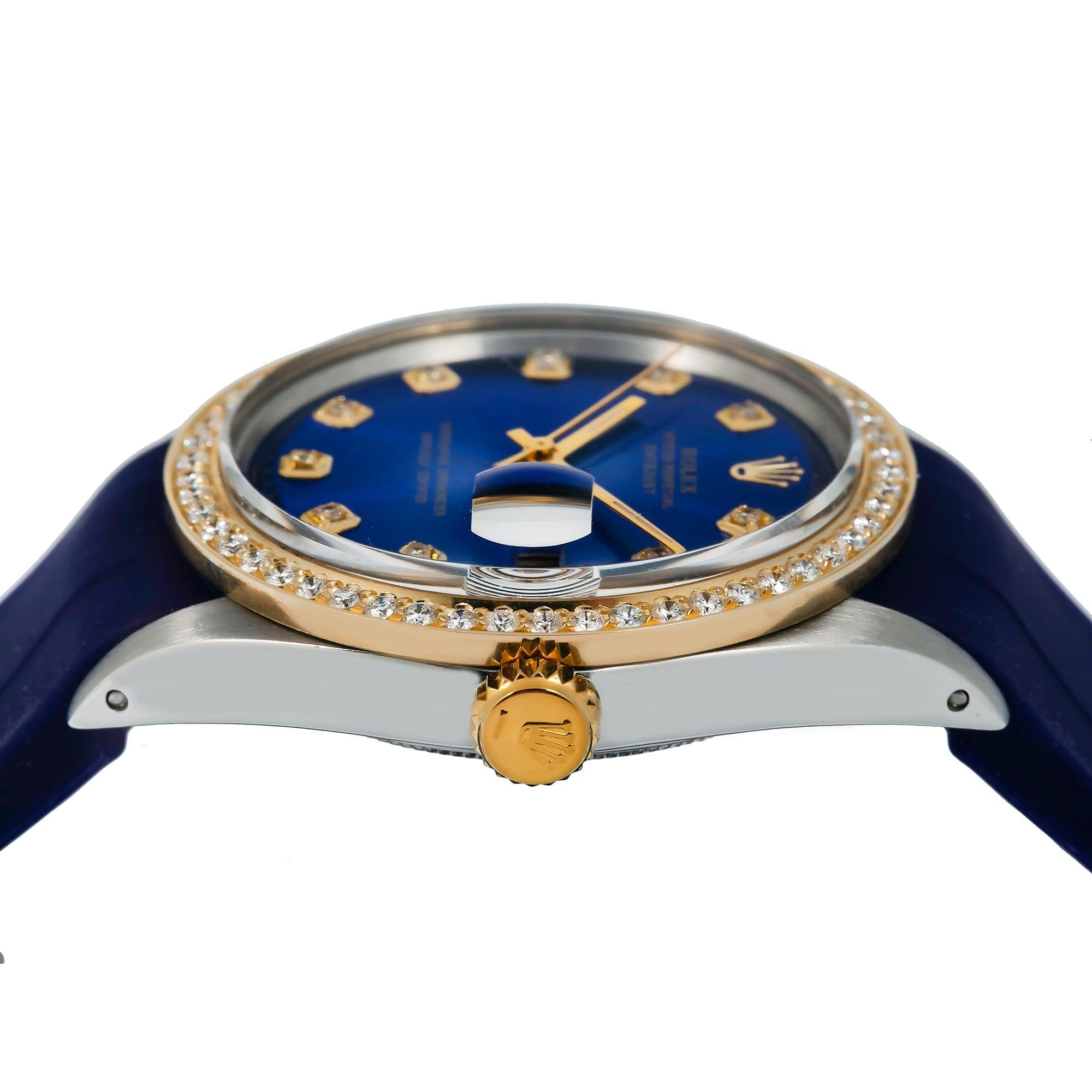 Rolex Datejust 1601 36MM Blue Diamond Dial With Diamond Bezel