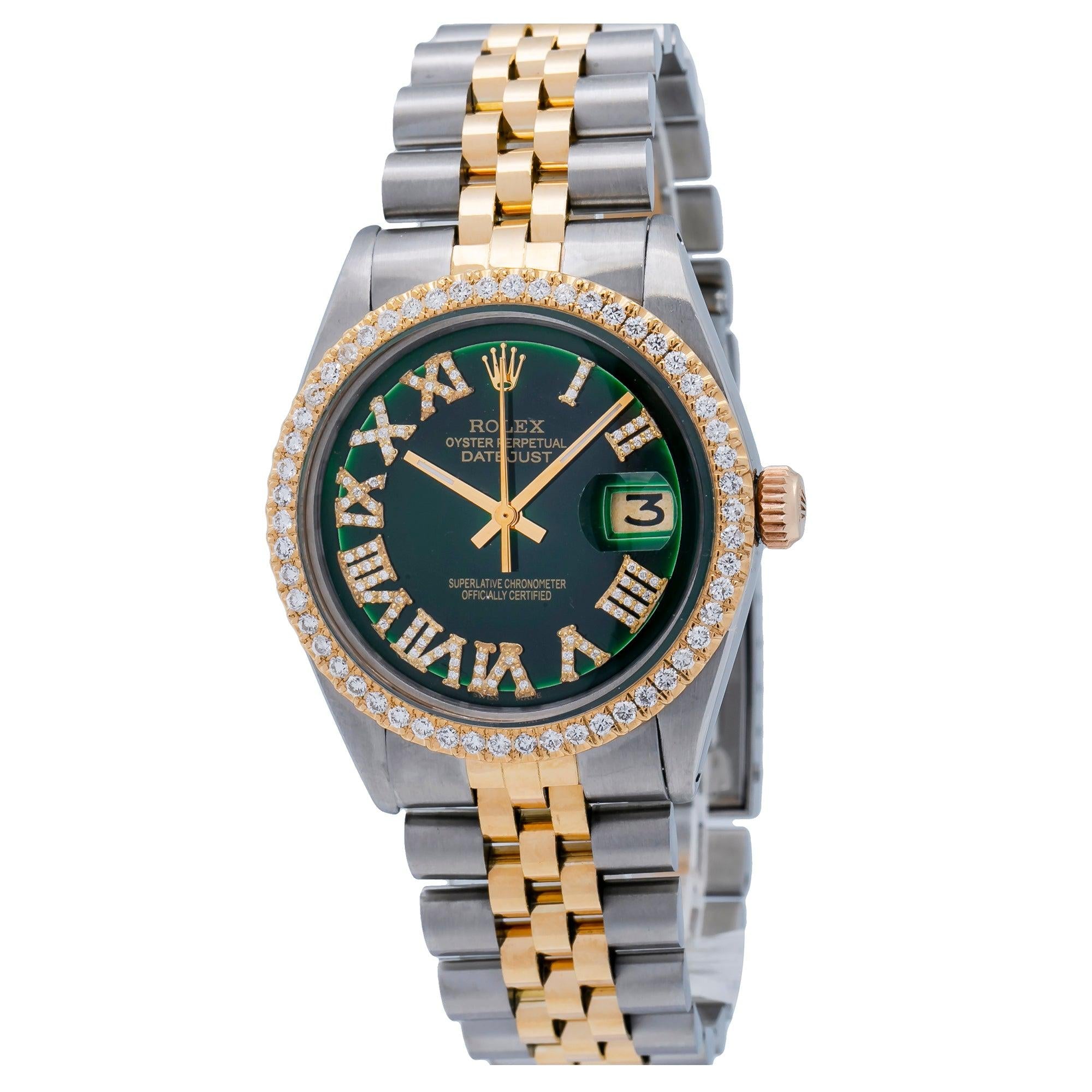 Rolex Datejust 1601 36MM Green Diamond Dial With Two Tone Bracelet