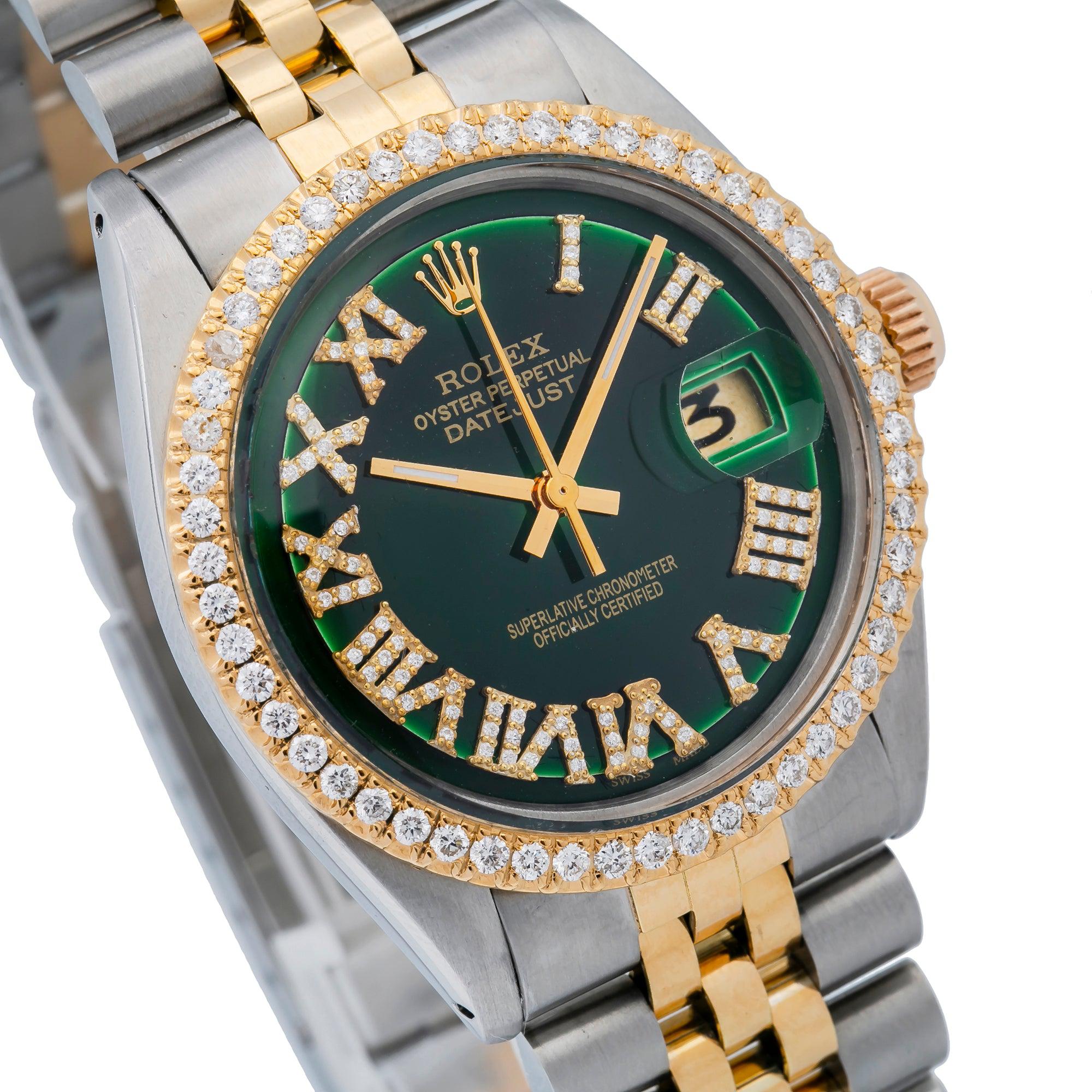 Rolex Datejust 1601 36MM Green Diamond Dial With Two Tone Bracelet
