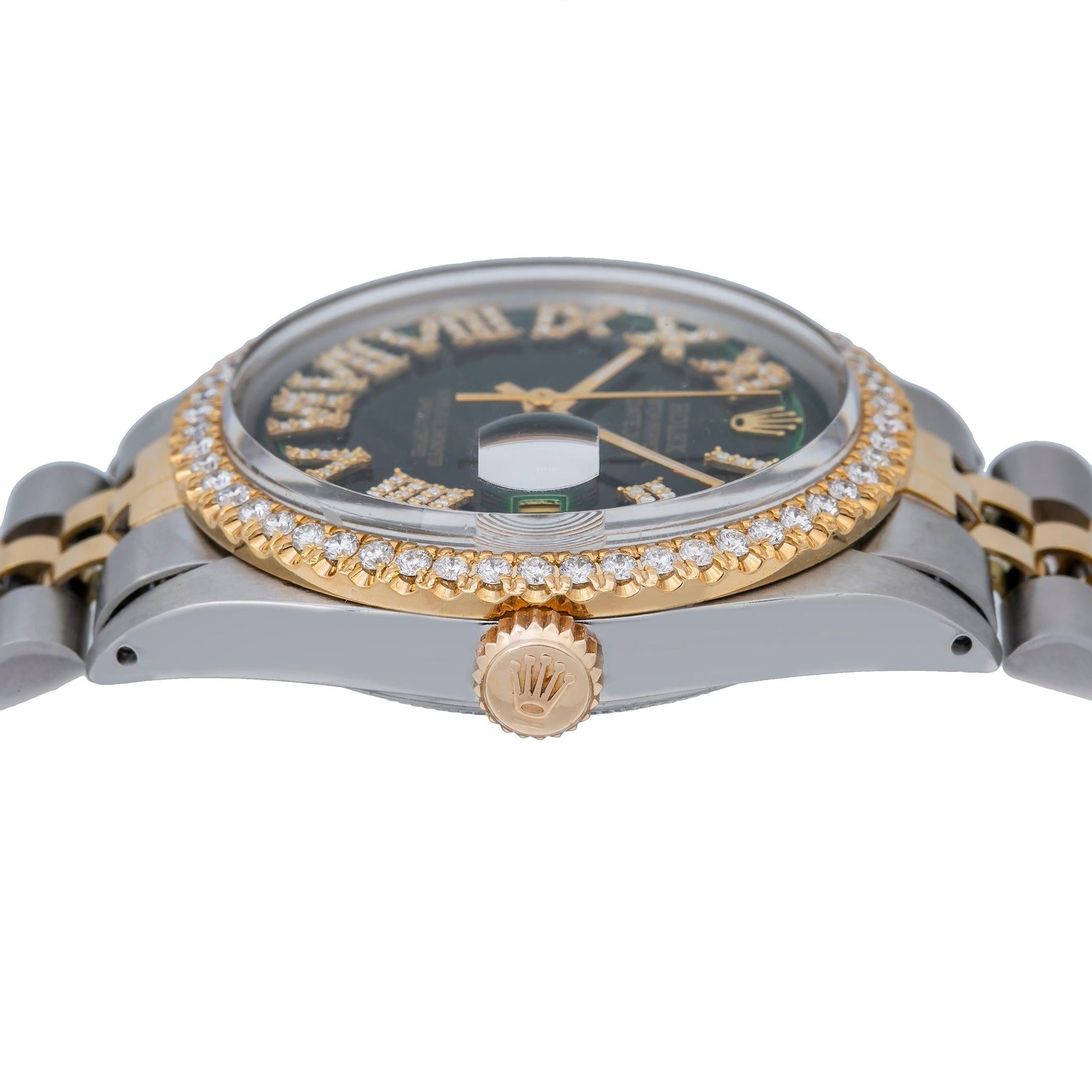 Rolex Datejust 1601 36MM Green Diamond Dial With Two Tone Bracelet