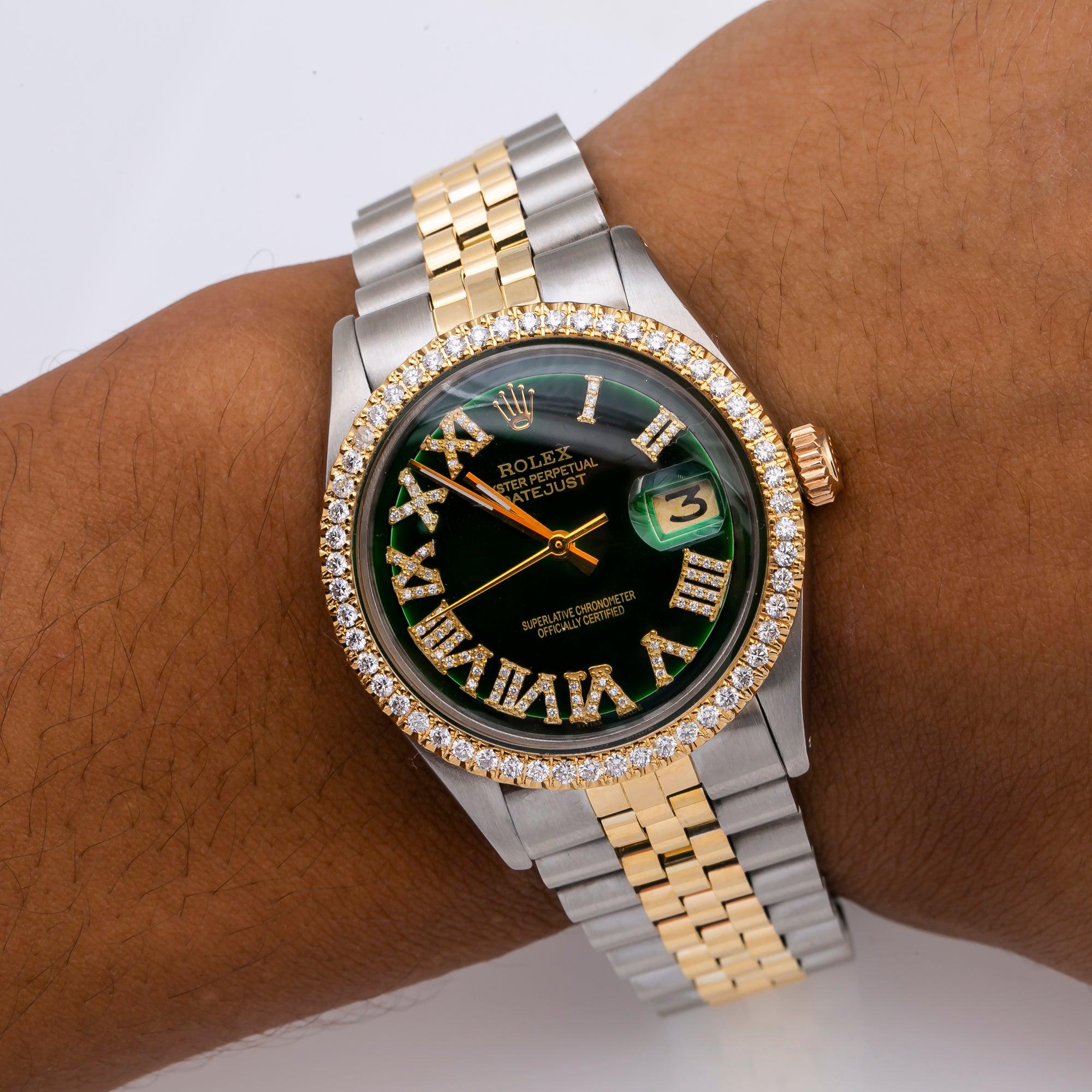 Rolex Datejust 1601 36MM Green Diamond Dial With Two Tone Bracelet