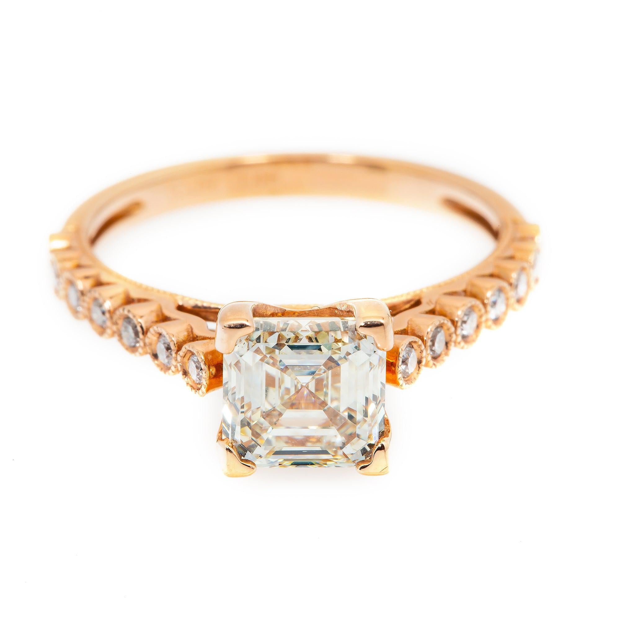 14K GOLD PRINCESS CUT DIAMOND ENGAGEMENT RING 1.70 CT GIA