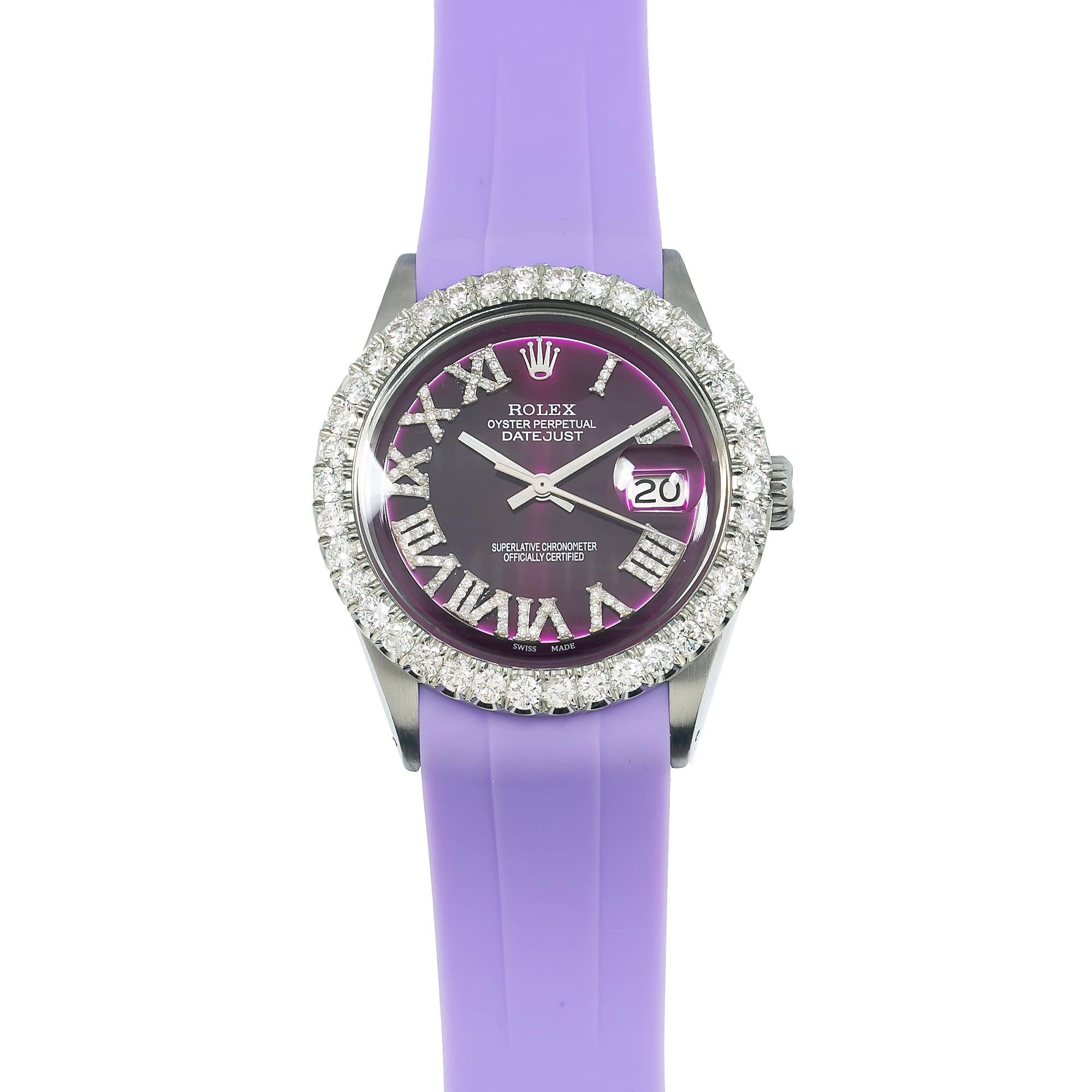 Rolex Datejust 36MM Purple Diamond Dial With Diamond Bezel
