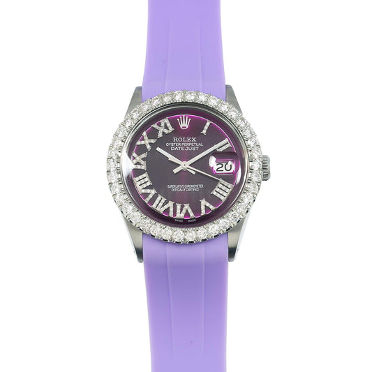 Rolex Datejust 36MM Purple Diamond Dial With Diamond Bezel
