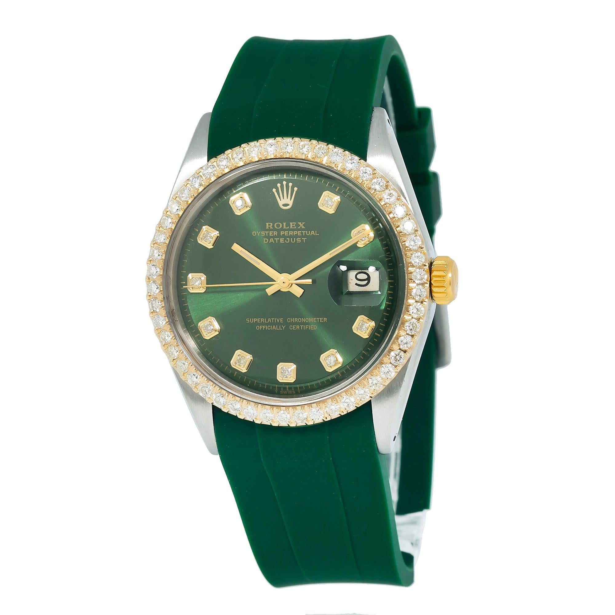Rolex Datejust 1601 36MM Green Diamond Dial With Diamond Bezel