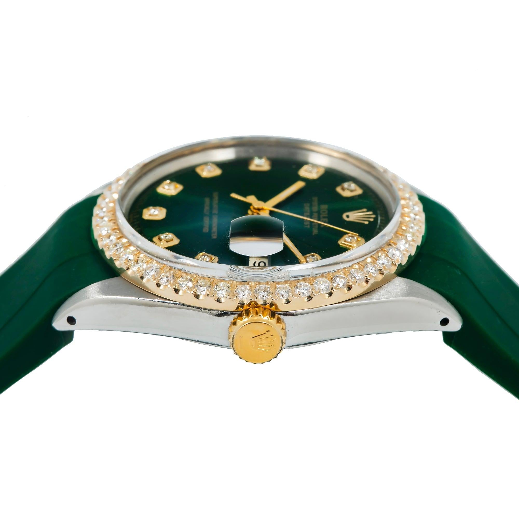 Rolex Datejust 1601 36MM Green Diamond Dial With Diamond Bezel