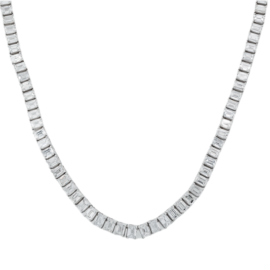 14K GOLD EMERALD DIAMOND TENNIS CHAIN 32.15 CT