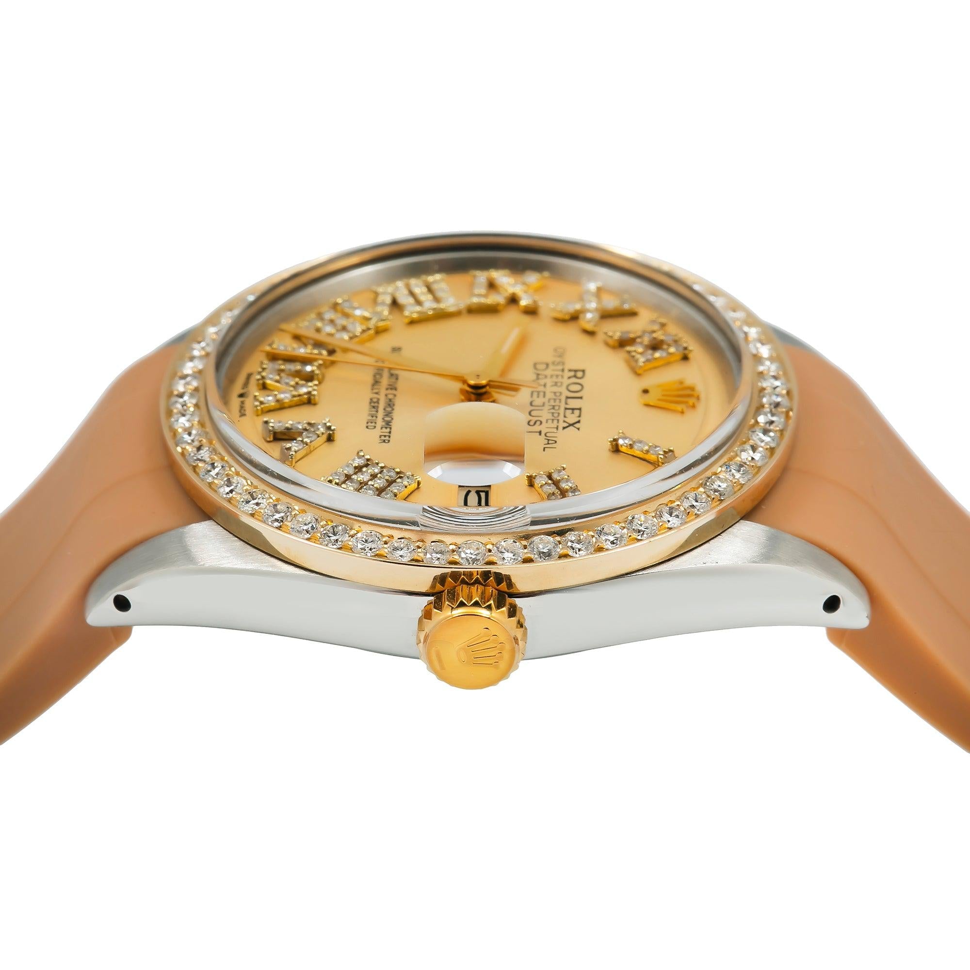 Rolex Datejust 1603 36MM Champagne Diamond Dial With Diamond Bezel