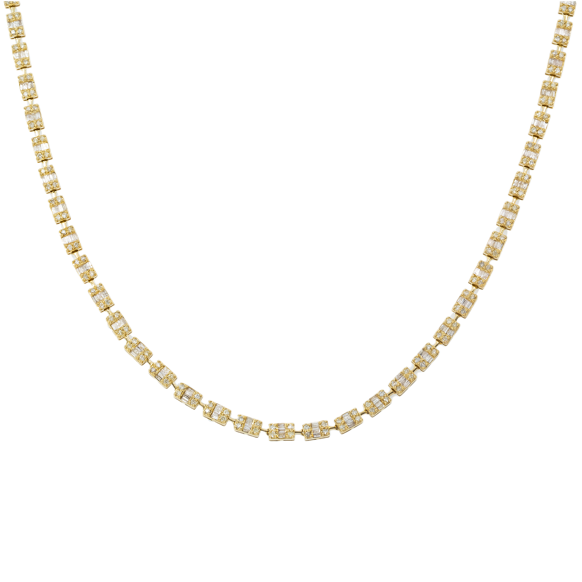 10K GOLD BAGUETTE AND ROUND DIAMOND CHAIN 4.61 CT