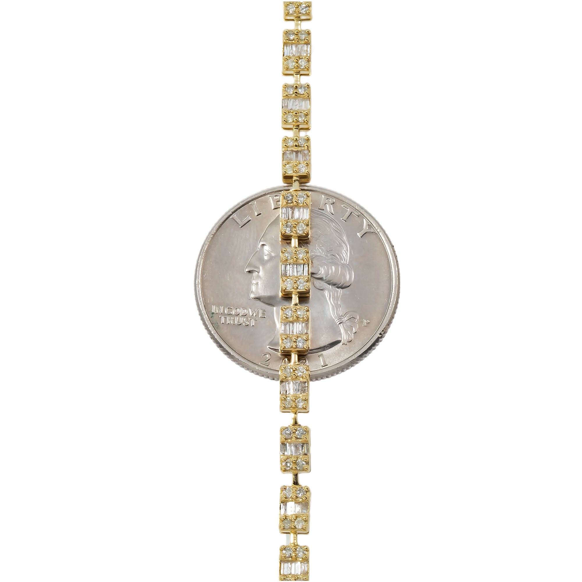 10K GOLD BAGUETTE AND ROUND DIAMOND CHAIN 4.61 CT