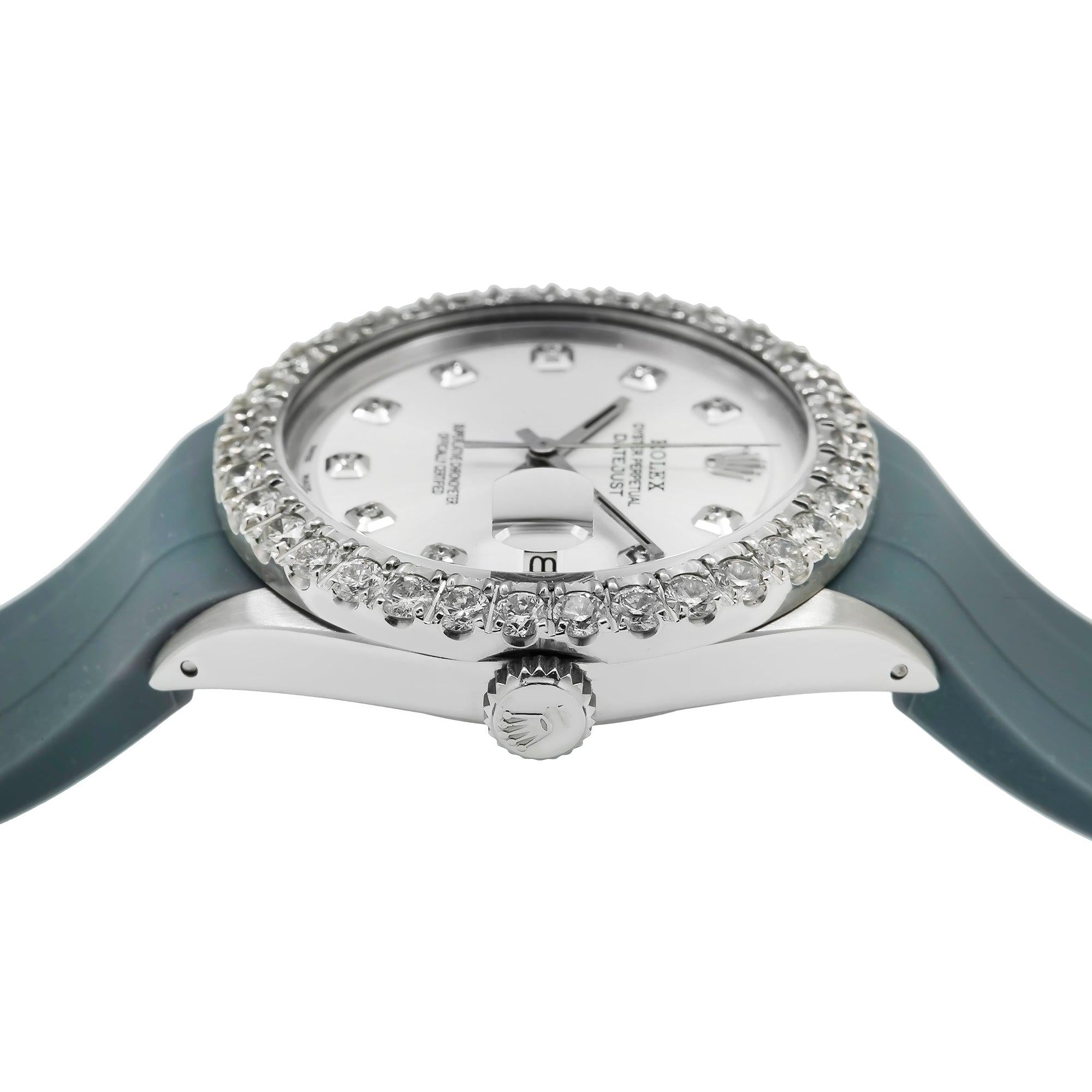 Rolex Datejust 1601 36MM Silver Diamond Dial With Diamond Bezel