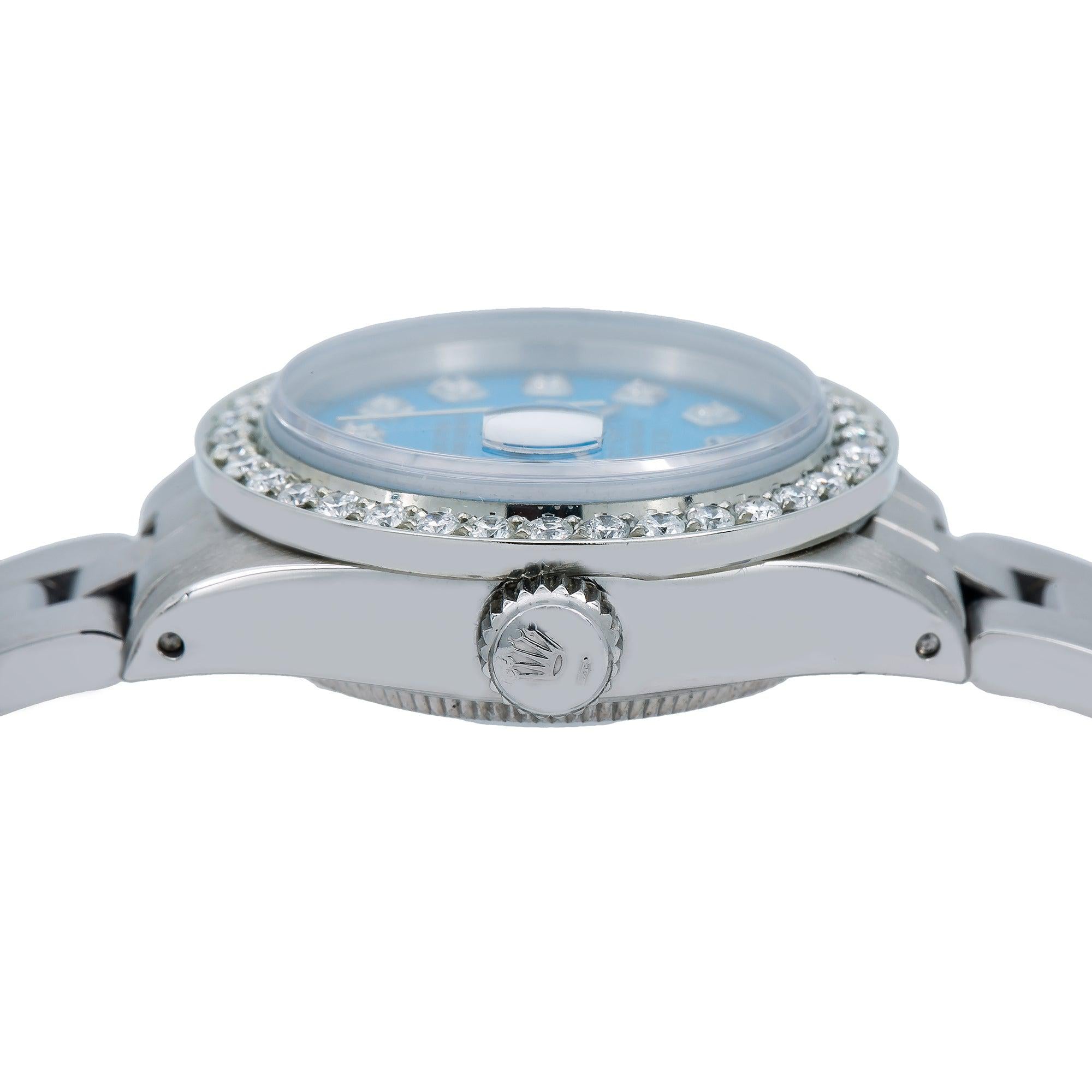 Rolex Datejust Diamond Watch 6916 26mm Blue Diamond Dial With 0.90 CT Diamonds