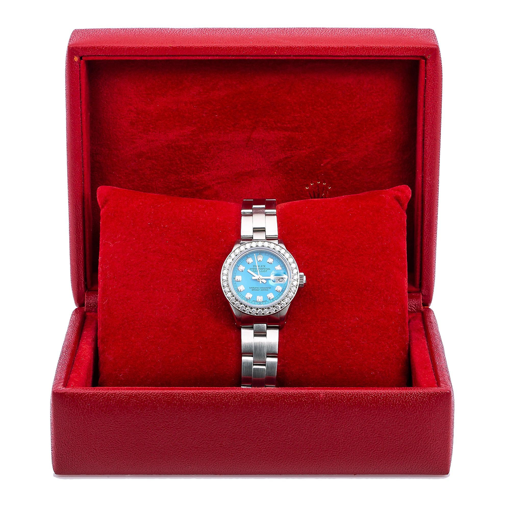 Rolex Datejust Diamond Watch 6916 26mm Blue Diamond Dial With 0.90 CT Diamonds