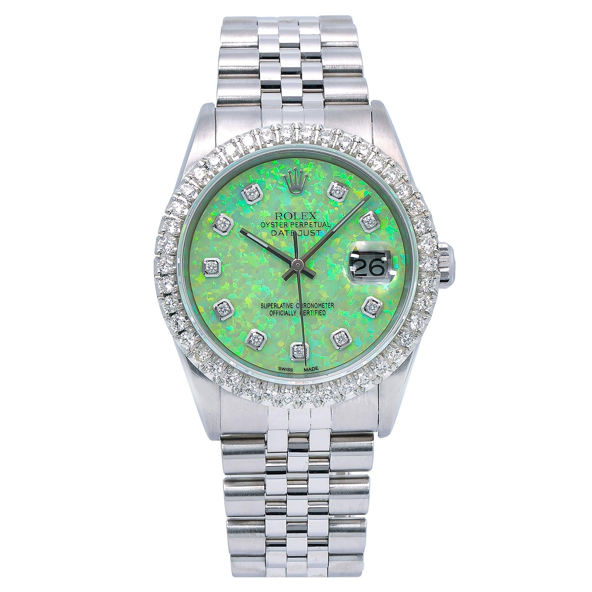 Rolex Datejust 16220 36MM Green Diamond Dial With Stainless Steel Bracelet