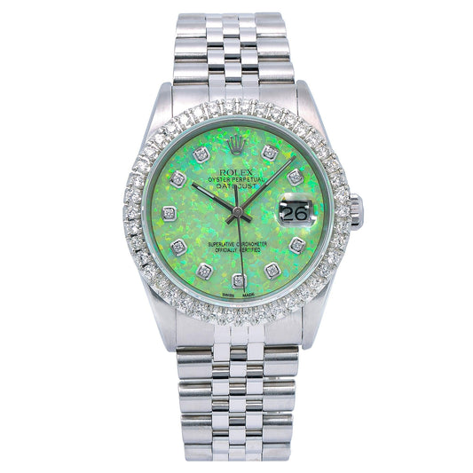 Rolex Datejust 16220 36MM Green Diamond Dial With Stainless Steel Bracelet