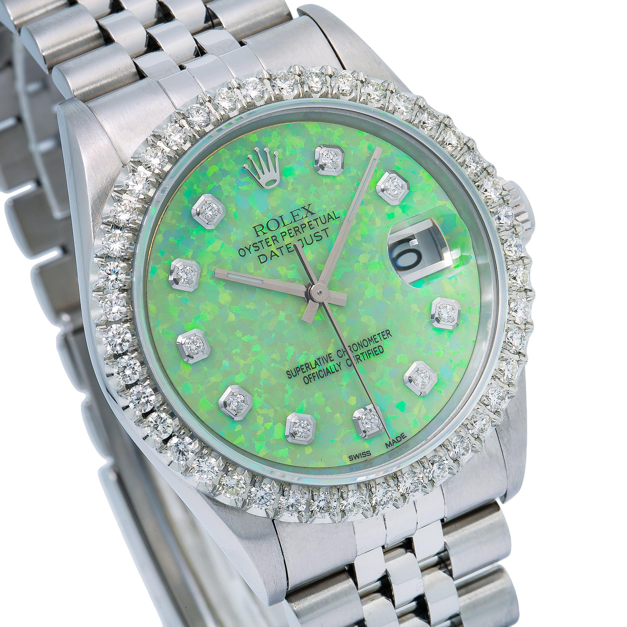 Rolex Datejust 16220 36MM Green Diamond Dial With Stainless Steel Bracelet