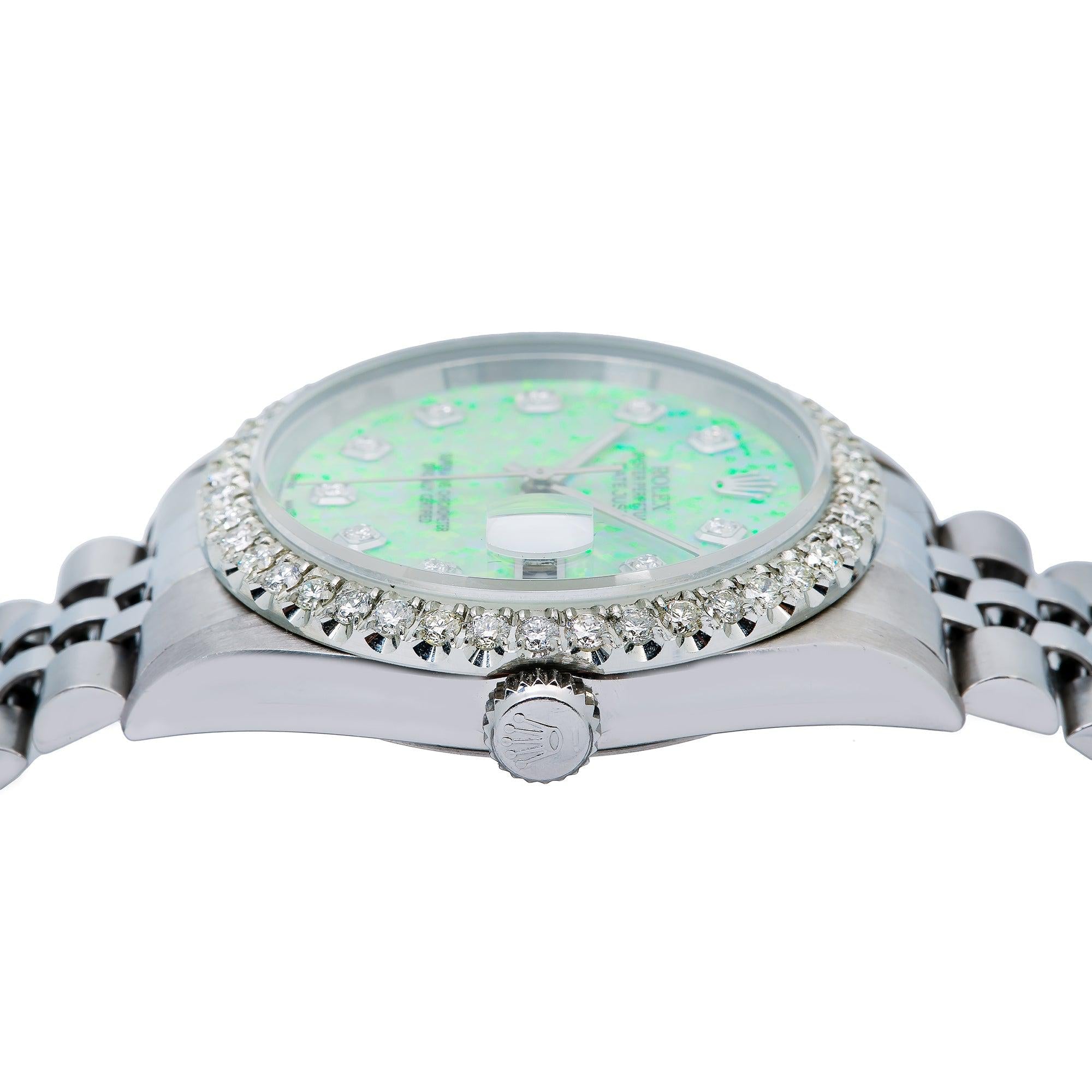 Rolex Datejust 16220 36MM Green Diamond Dial With Stainless Steel Bracelet