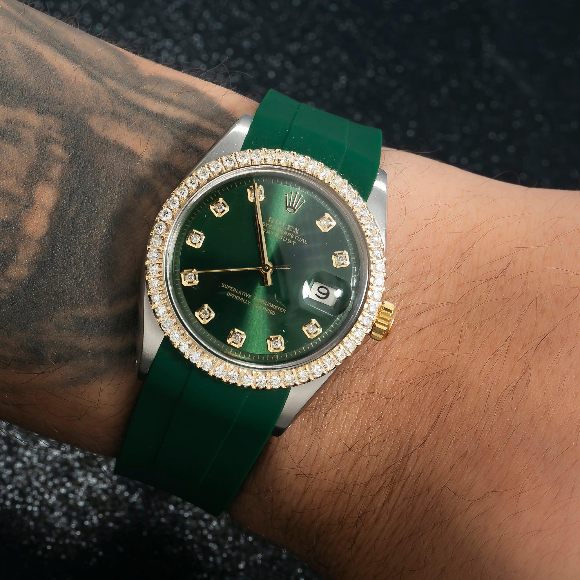 Rolex Datejust 1601 36MM Green Diamond Dial With Diamond Bezel