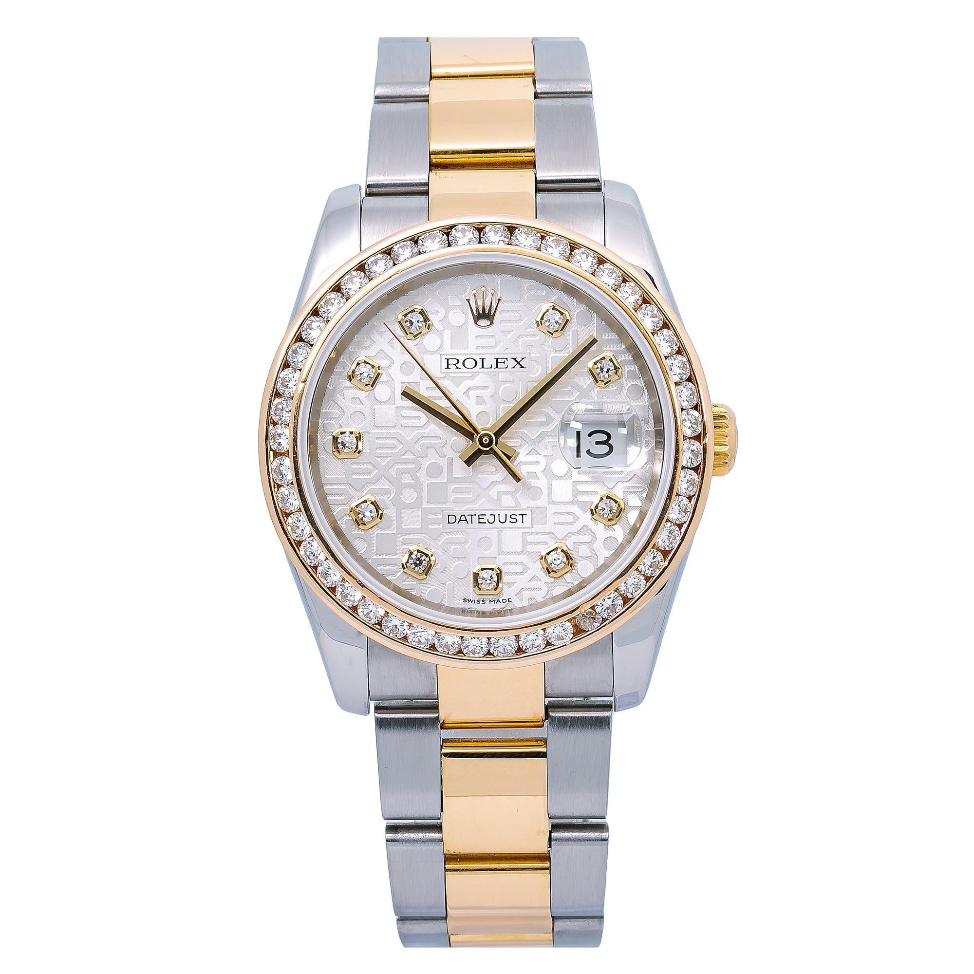 Rolex Datejust 116203 36MM Silver Diamond Dial With Two Tone Oyster Bracelet