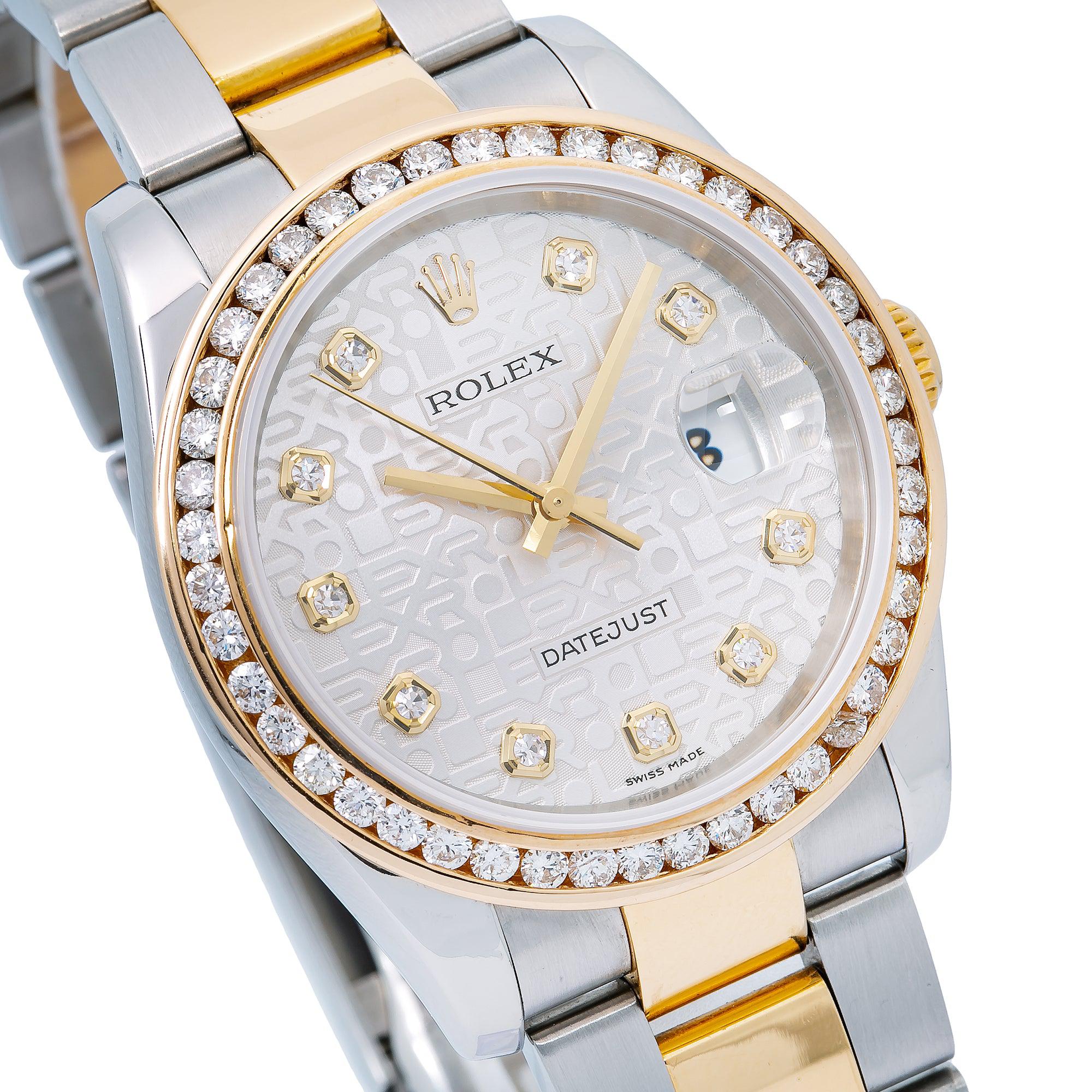 Rolex Datejust 116203 36MM Silver Diamond Dial With Two Tone Oyster Bracelet