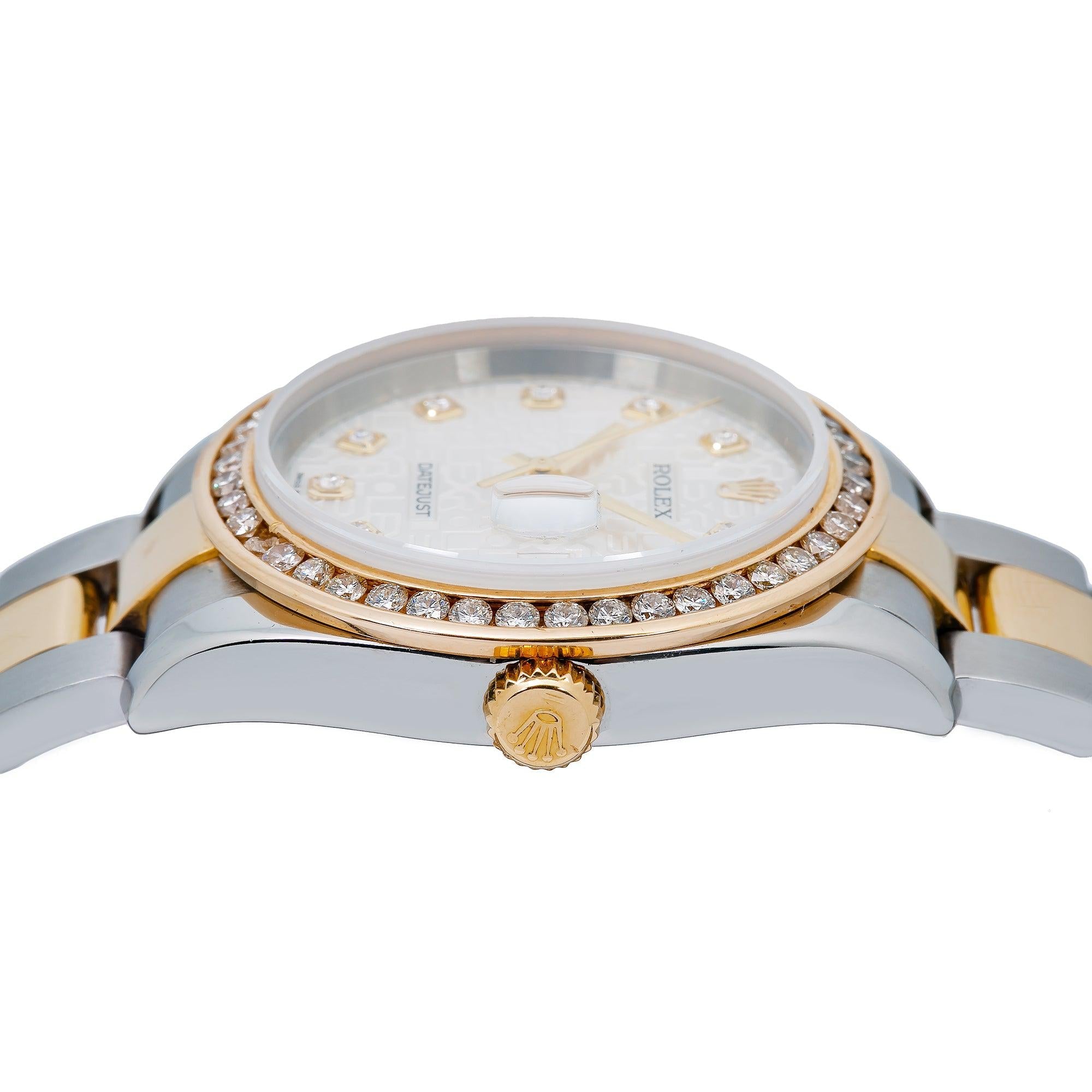 Rolex Datejust 116203 36MM Silver Diamond Dial With Two Tone Oyster Bracelet