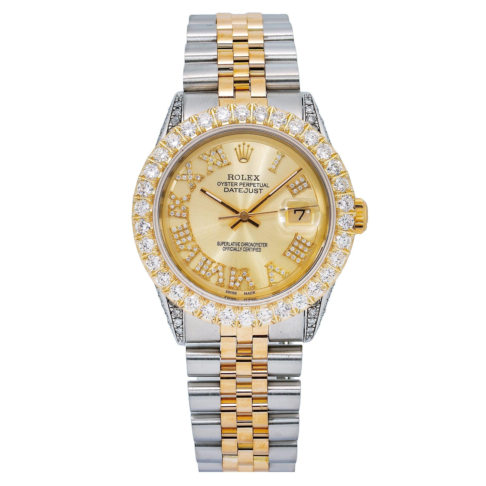 Rolex Datejust 1601 36MM Champagne Diamond Dial With Two Tone Bracelet