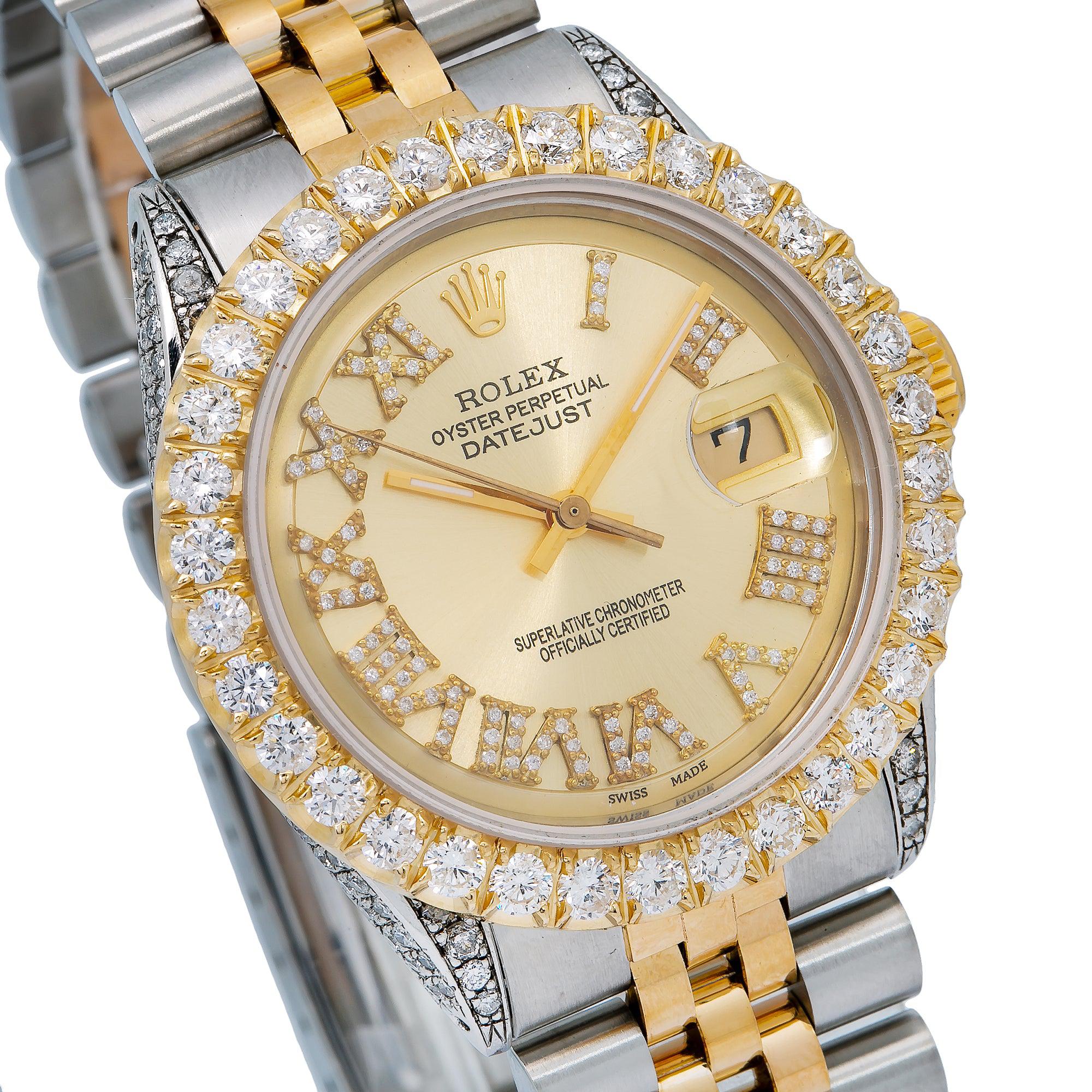 Rolex Datejust 1601 36MM Champagne Diamond Dial With Two Tone Bracelet