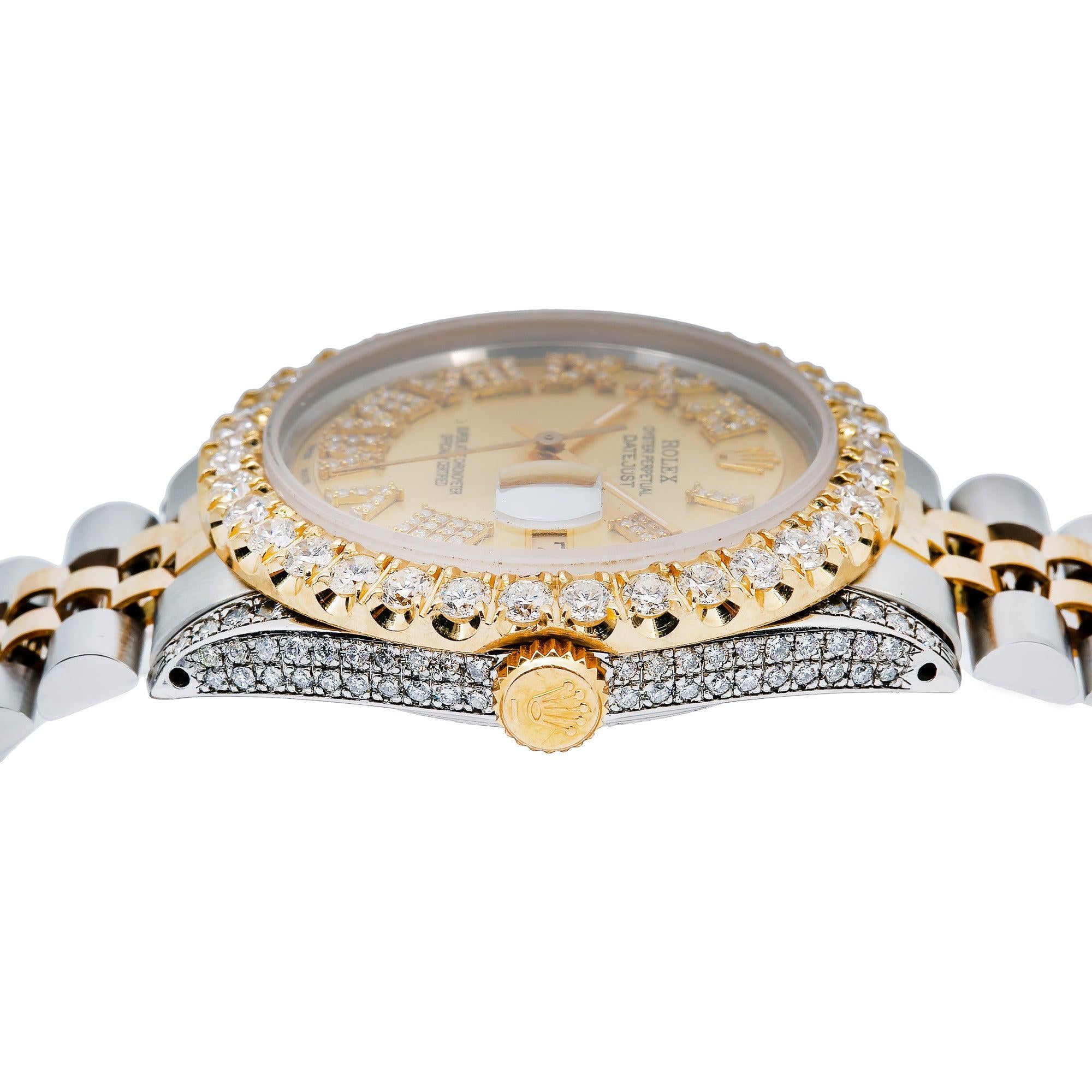 Rolex Datejust 1601 36MM Champagne Diamond Dial With Two Tone Bracelet