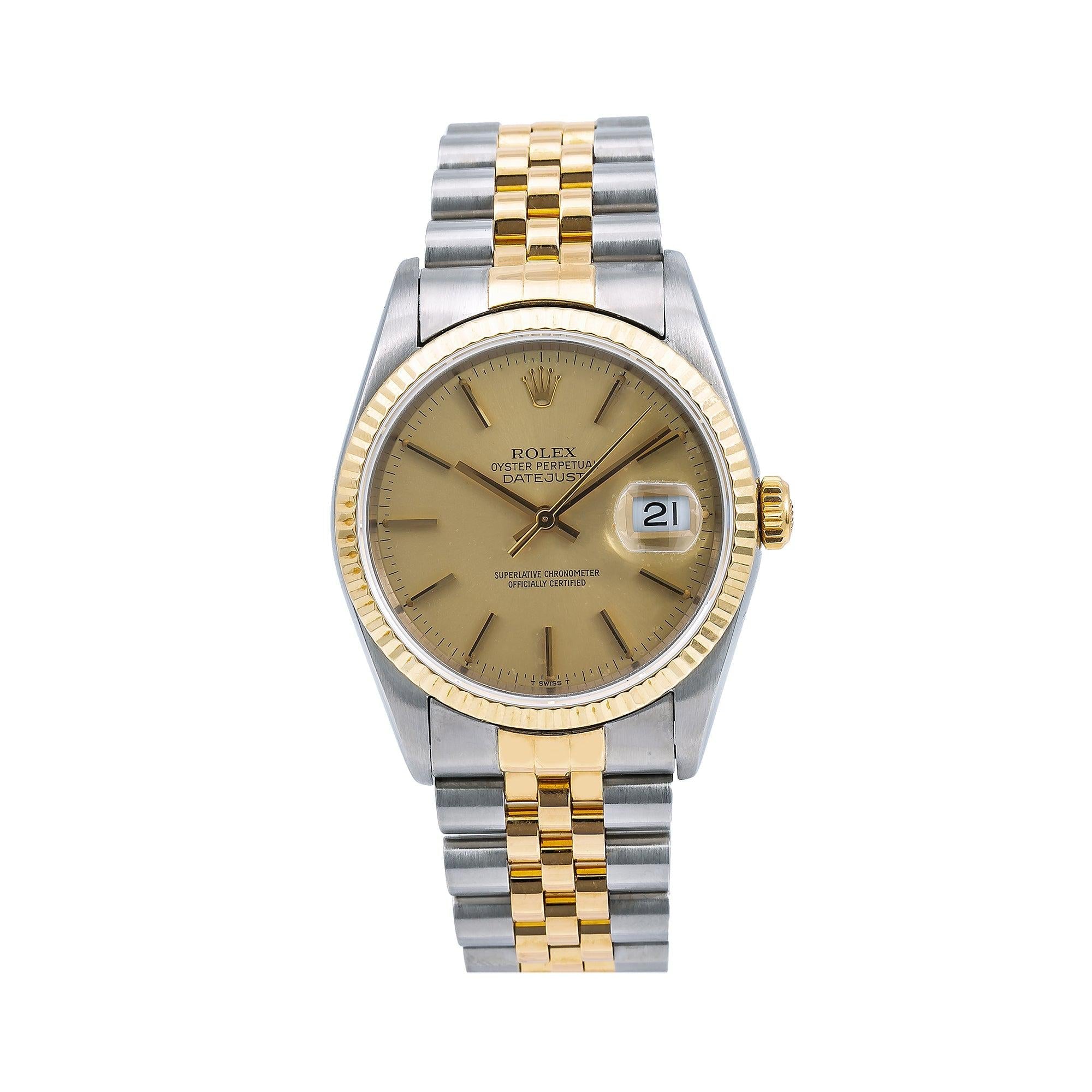 Rolex Datejust 16013 36MM Champagne Dial With Two Tone Jubilee Bracelet