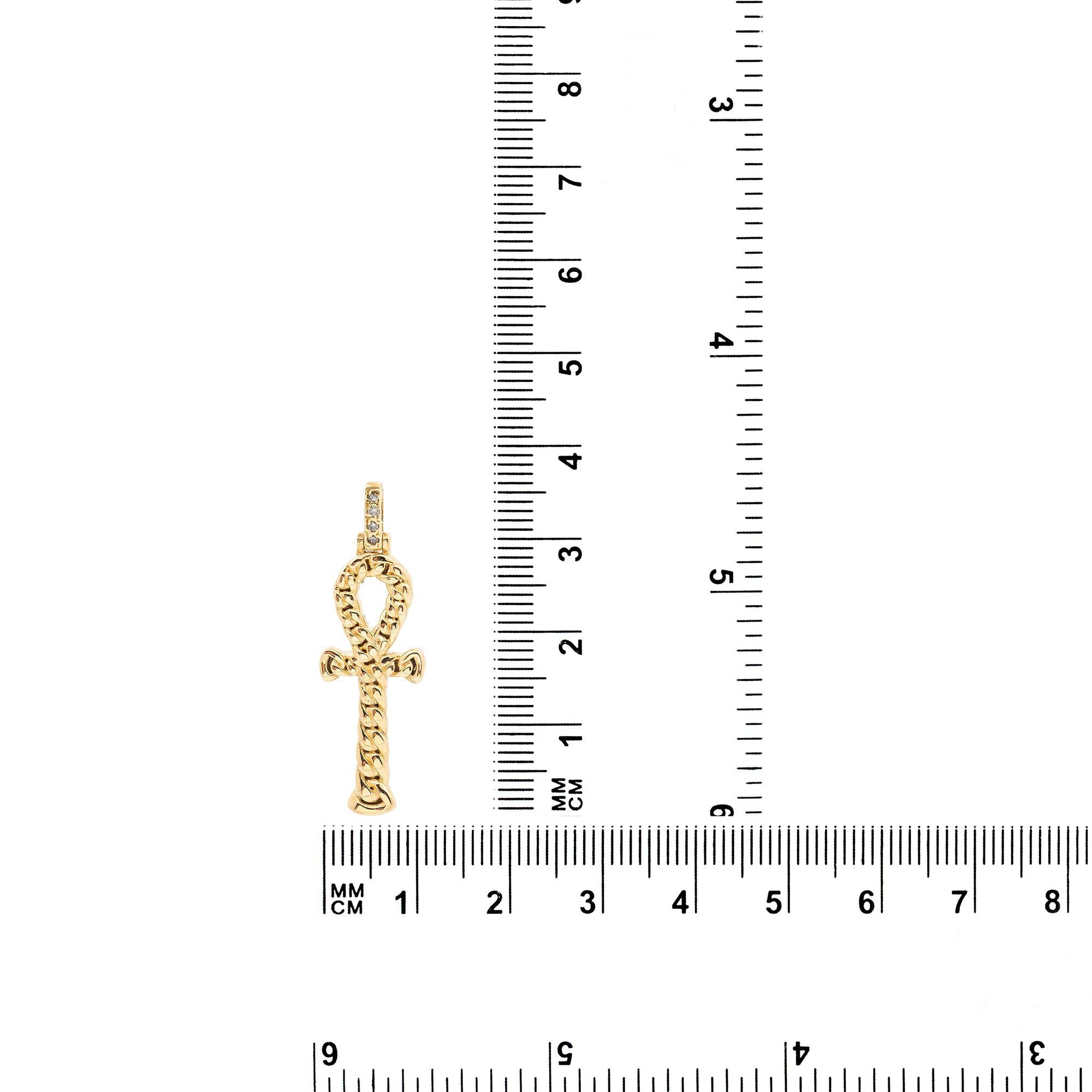 Unisex 14K Yellow Gold Cross Pendant with 0.05 CT Diamonds