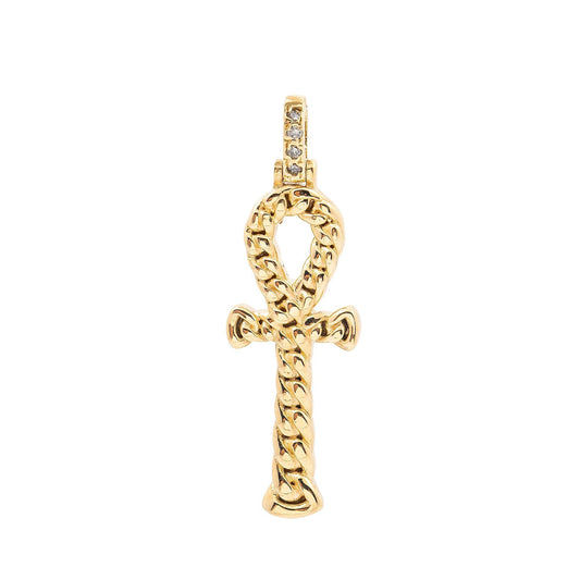 Unisex 14K Yellow Gold Cross Pendant with 0.05 CT Diamonds