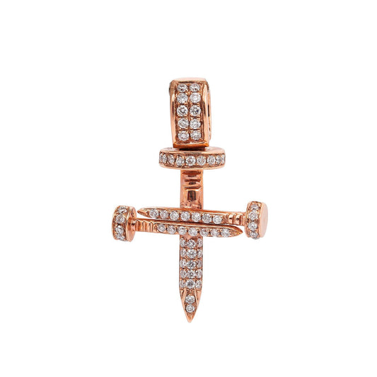 Unisex 14K Rose Gold Cross Pendant with 0.26 CT Diamonds