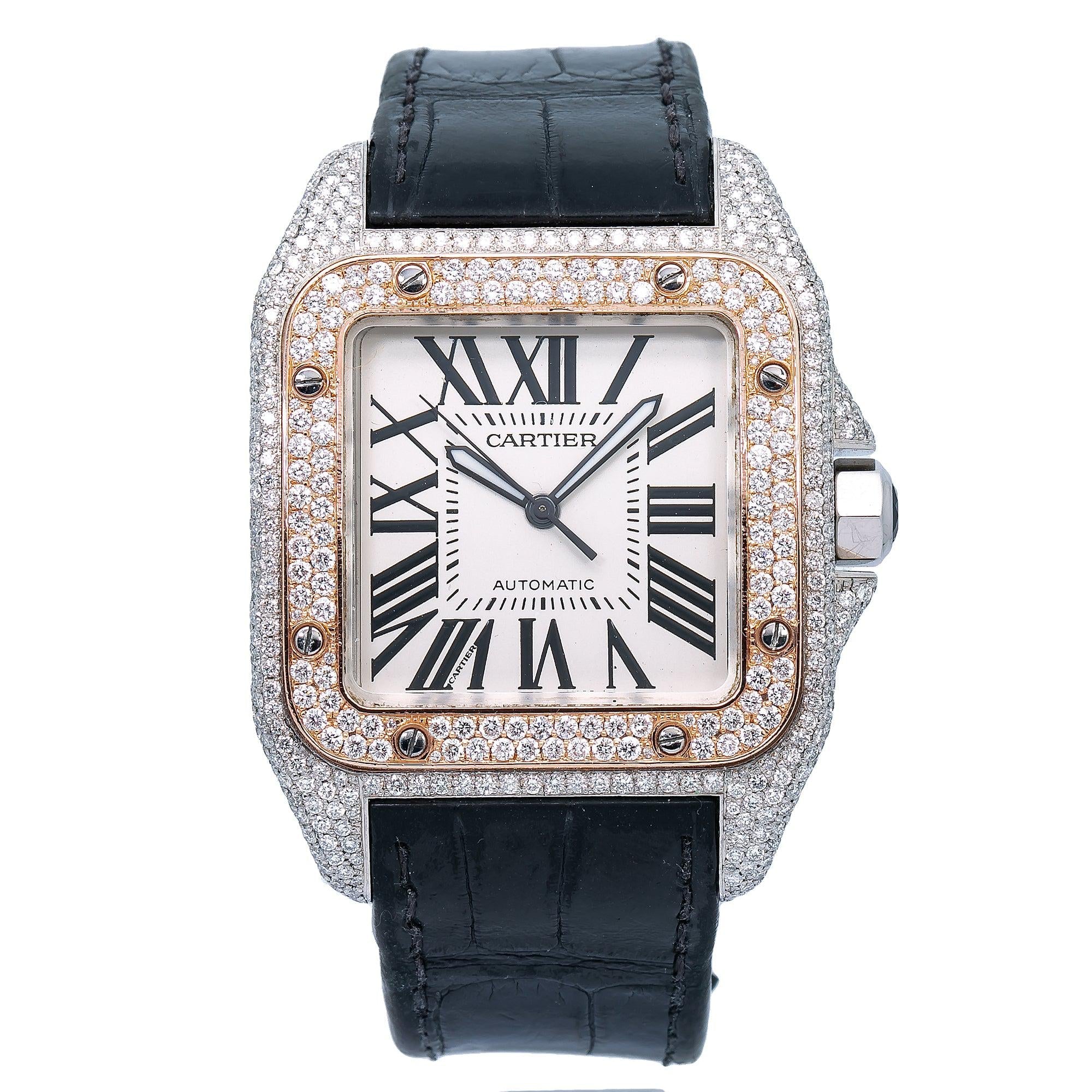 Cartier Santos 100 W20073X8 41MM White Dial With 9.25 CT Diamonds