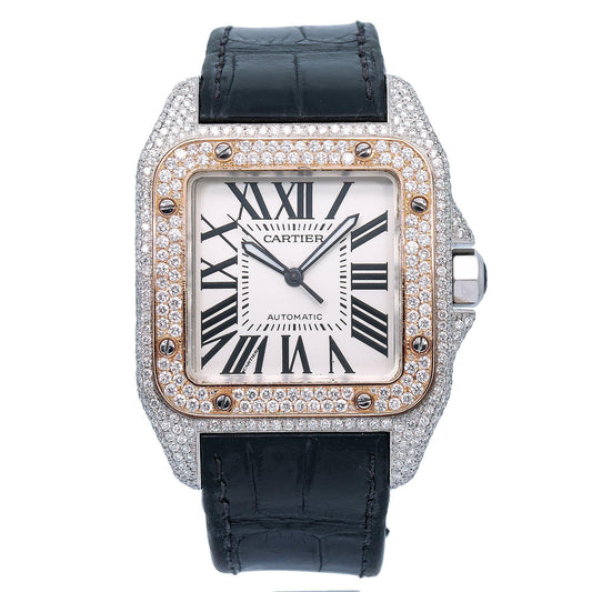 Cartier Santos 100 W20073X8 41MM White Dial With 9.25 CT Diamonds