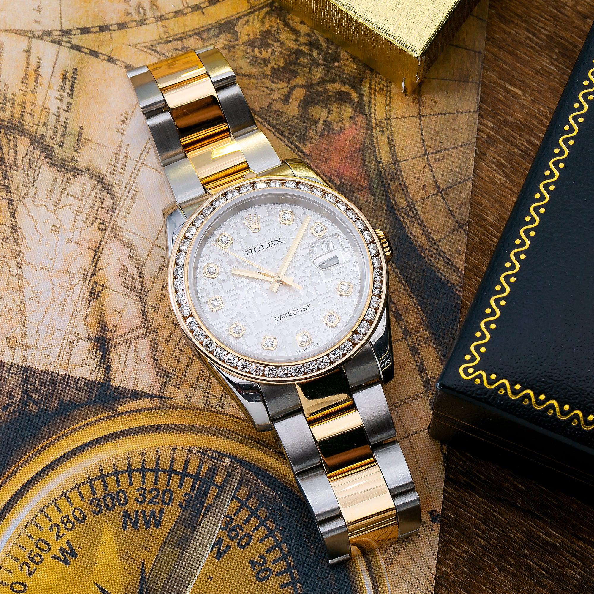 Rolex Datejust 116203 36MM Silver Diamond Dial With Two Tone Oyster Bracelet