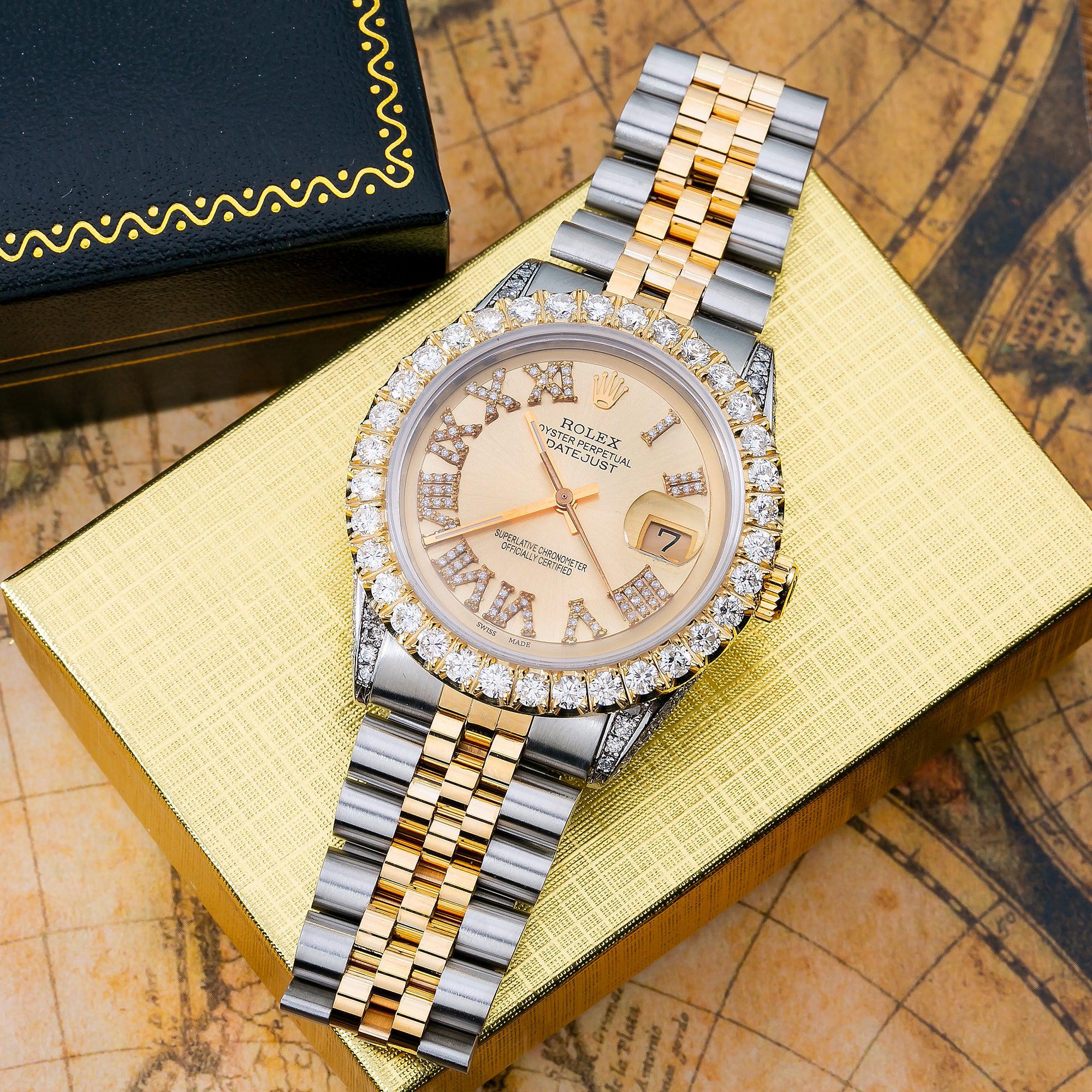 Rolex Datejust 1601 36MM Champagne Diamond Dial With Two Tone Bracelet