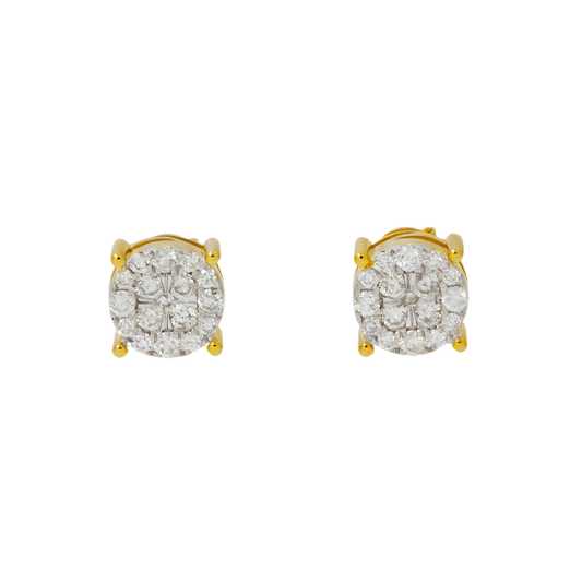 10K GOLD ROUND DIAMOND CLUSTER EARRINGS 0.98 CTW