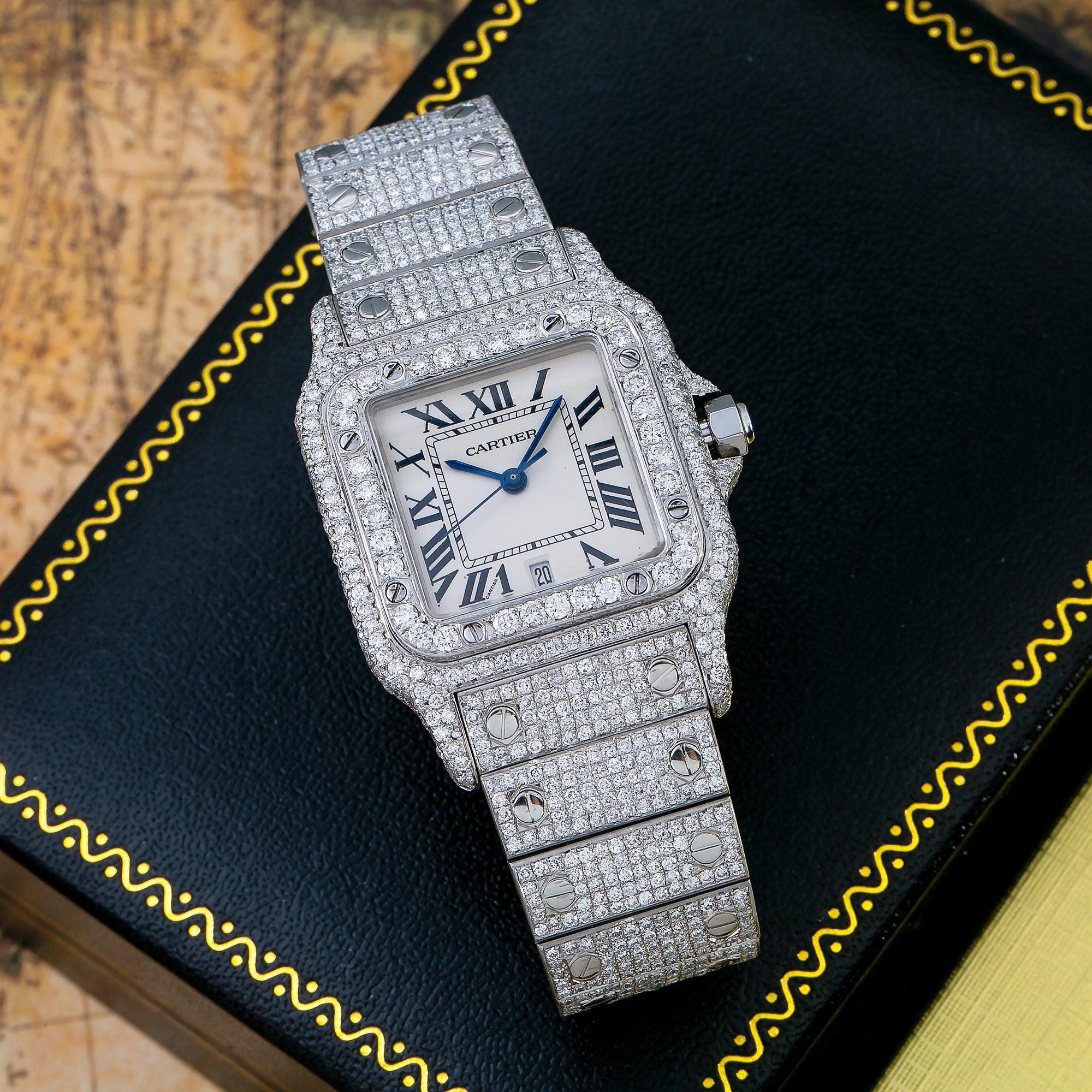 Diamond Cartier Santos Galbée White Dial 29mm With Stainless Steel Bracelet