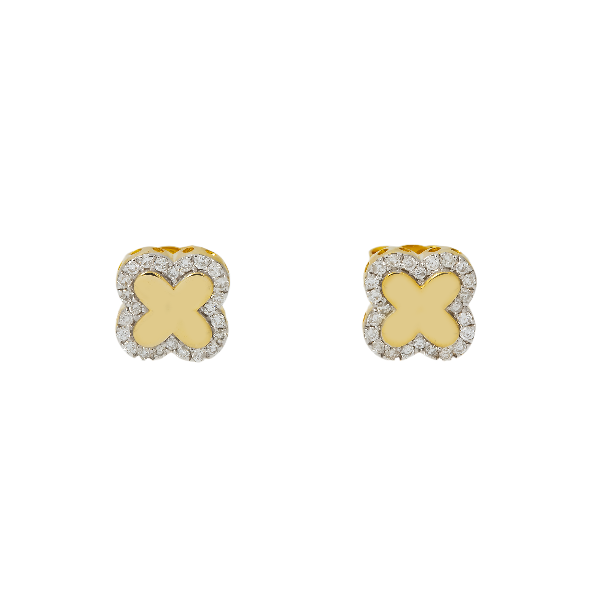10K GOLD ROUND DIAMOND LETTER X SHAPE EARRINGS 0.27 CTW