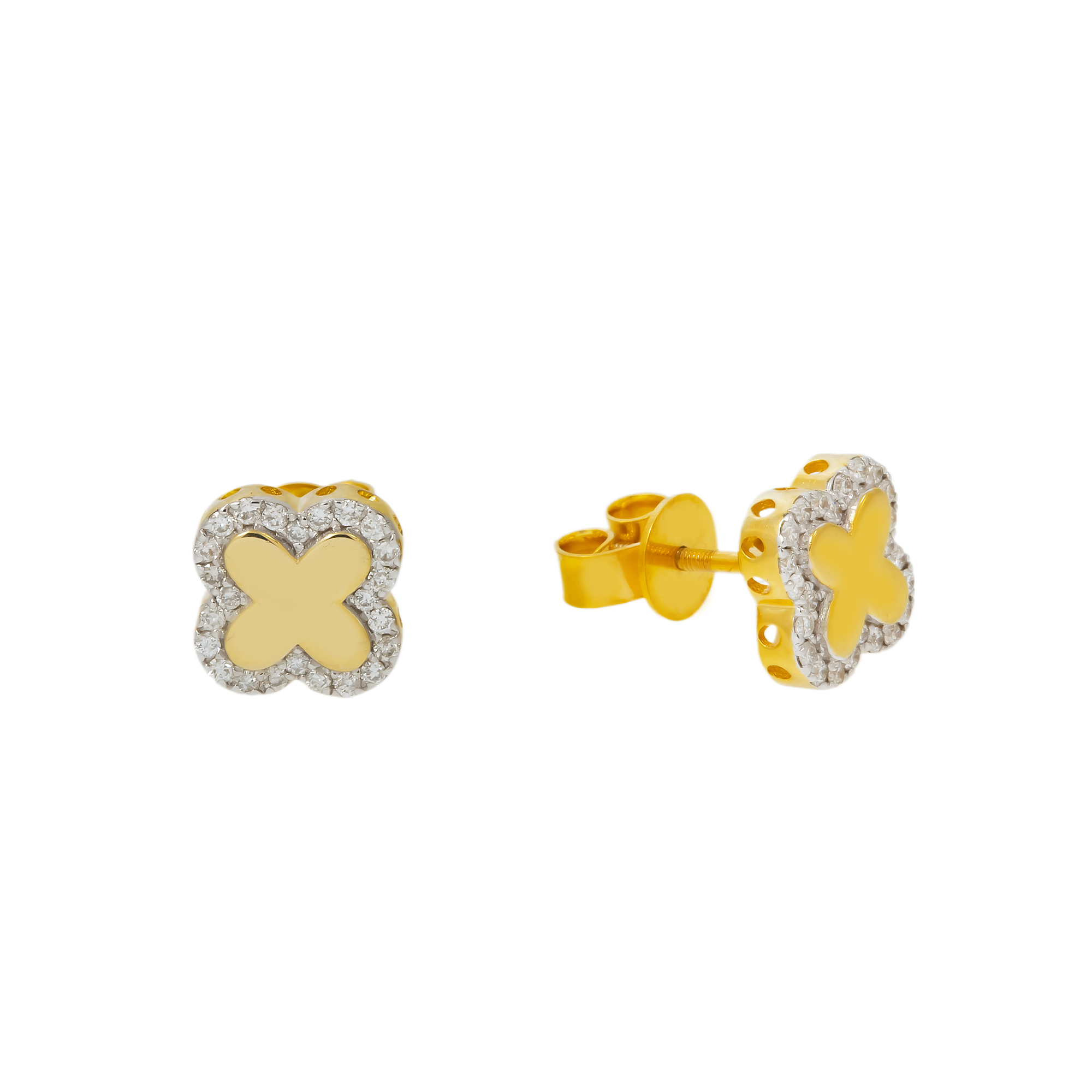 10K GOLD ROUND DIAMOND LETTER X SHAPE EARRINGS 0.27 CTW