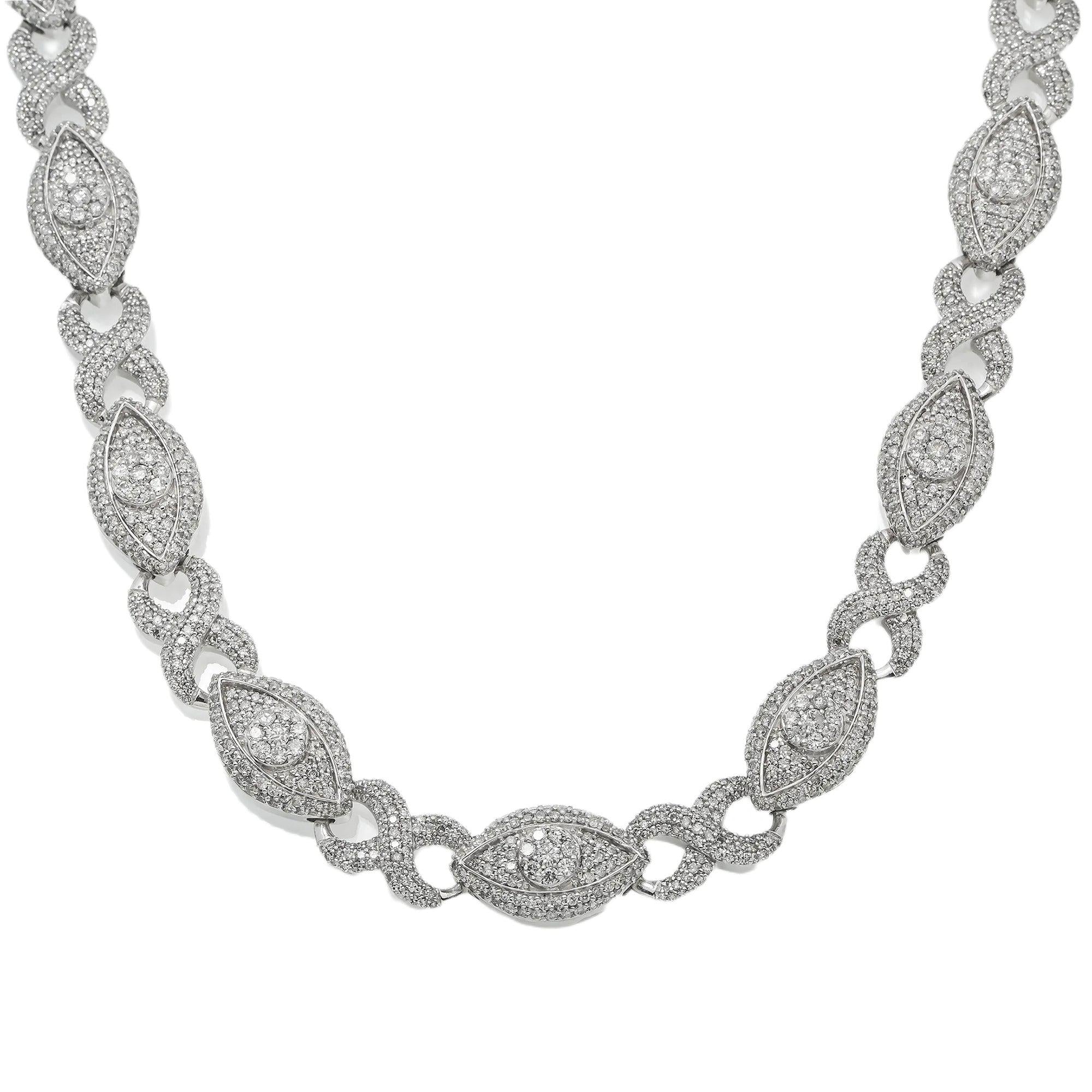 10K GOLD BAGUETTE DIAMOND 22" INFINITY EYE CHAIN 26.74 CT