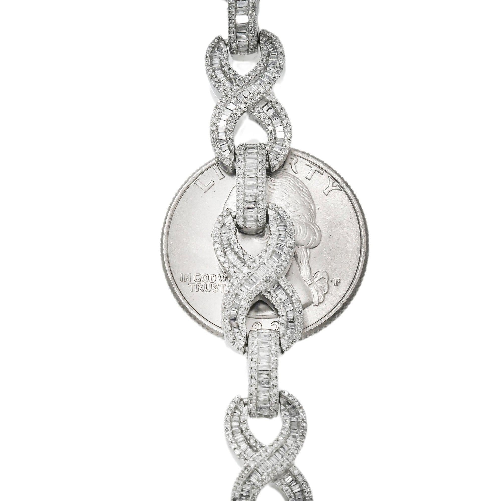 10K GOLD BAGUETTE DIAMOND 22" INFINITY CHAIN 11.10 CT