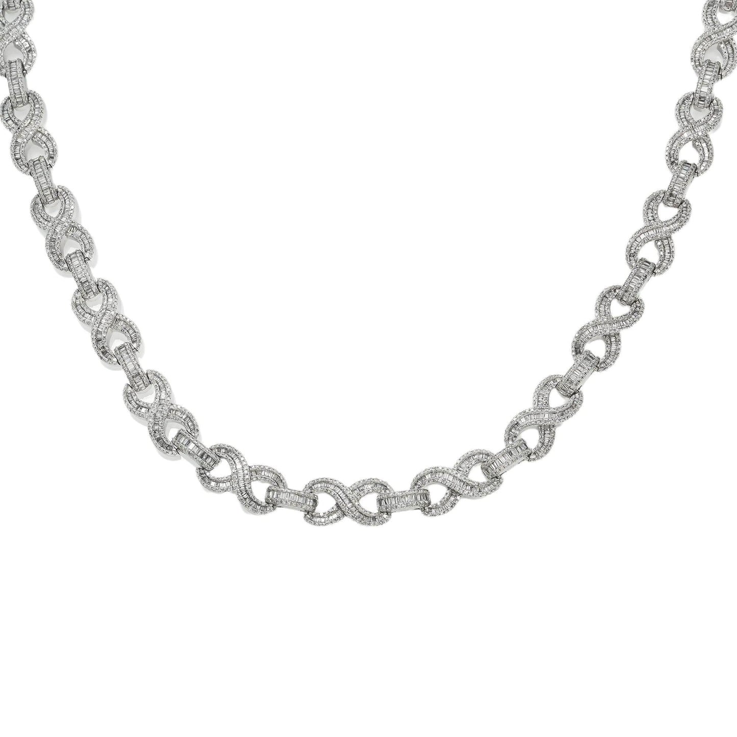 10K GOLD BAGUETTE DIAMOND 22" INFINITY CHAIN 11.10 CT